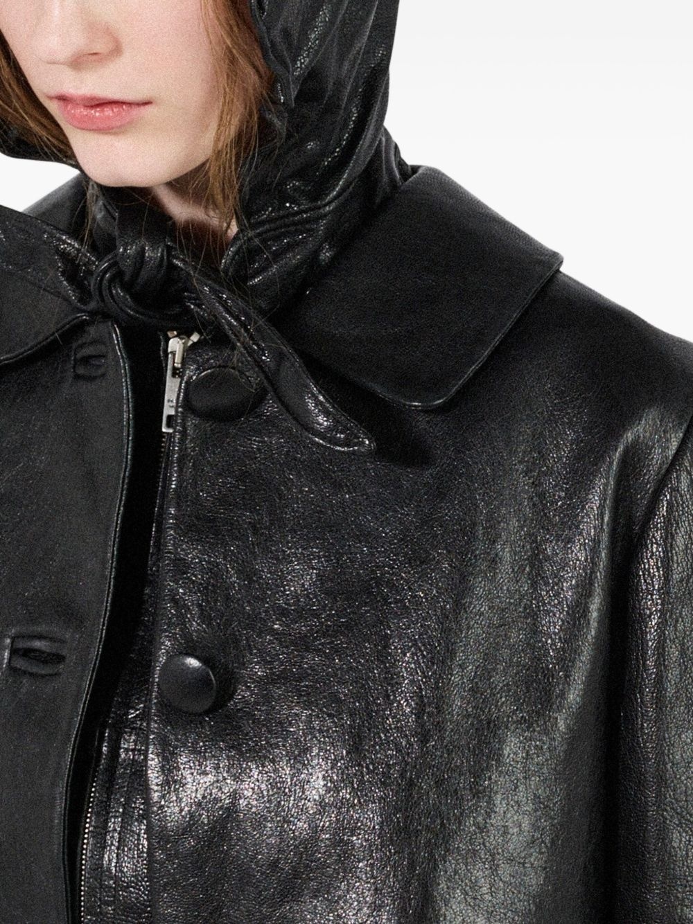 button-up leather jacket - 5