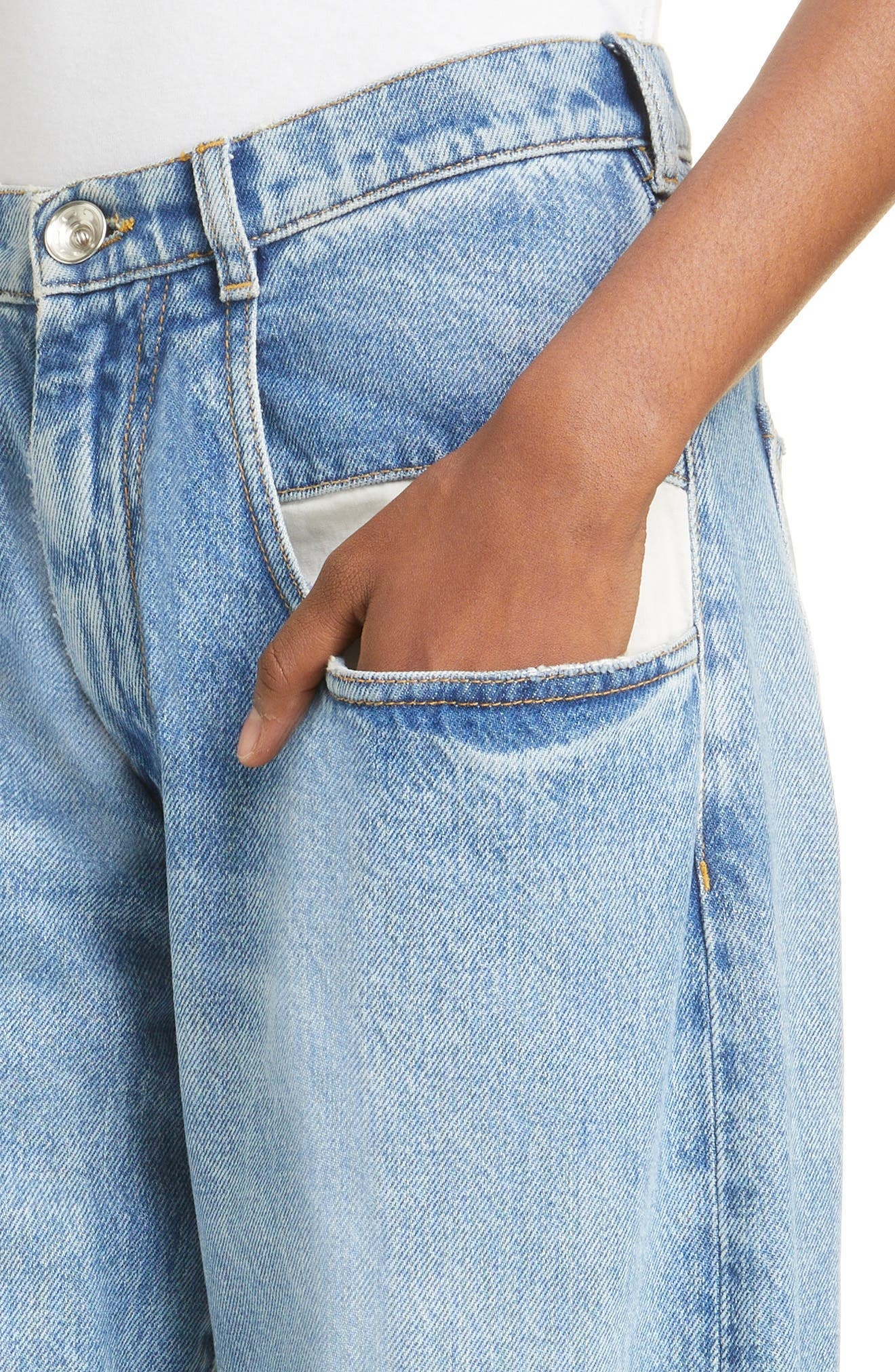 Elongated Pocket Nonstretch Denim Jeans - 5