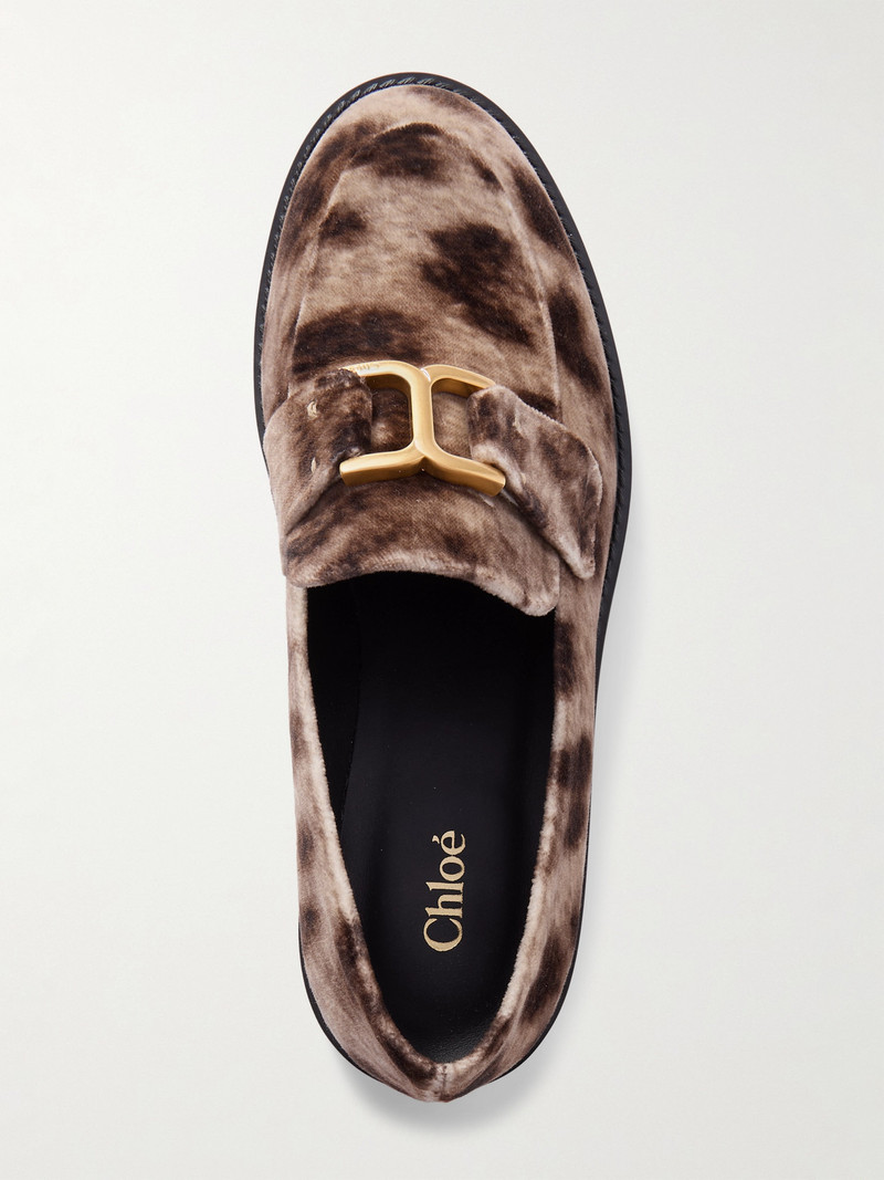 Marcie Leopard-print Velvet Loafers 5