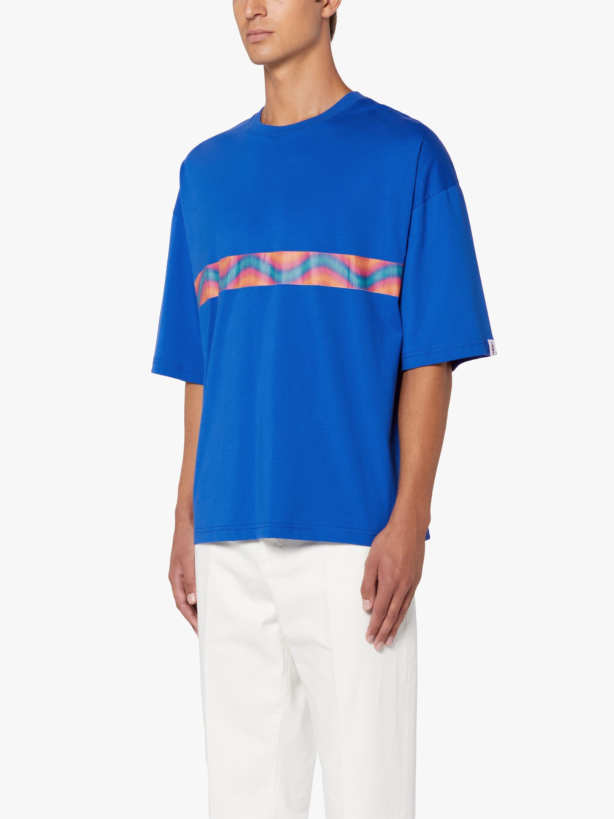 WAVE BLUE COTTON DROP SHOULDER T-SHIRT | GJM-218 - 3