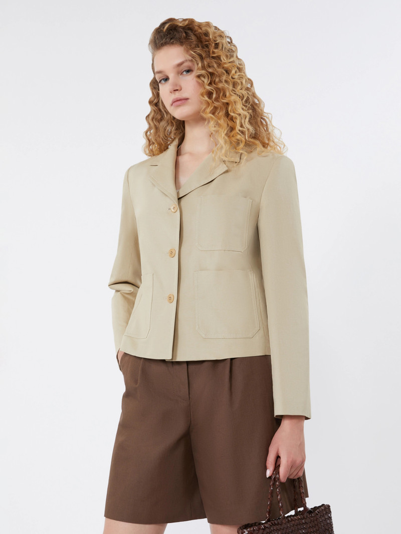 GLASSA Linen and cotton canvas single-breasted jacket - SAND 5