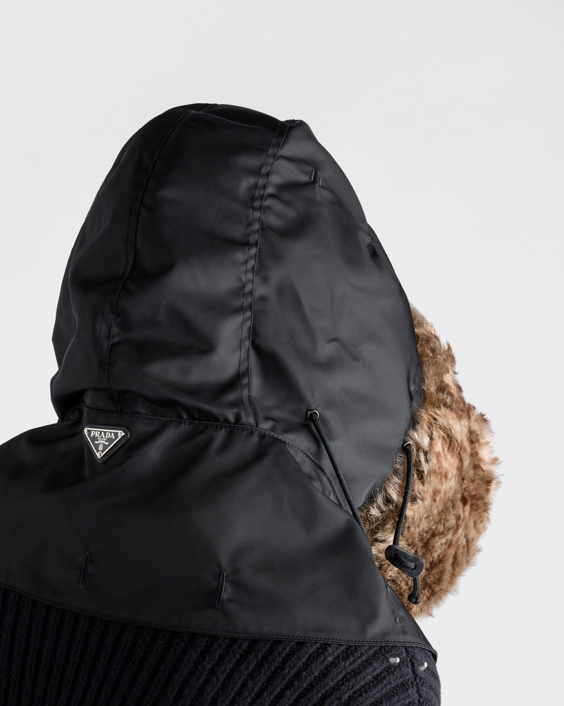 Re-Nylon and shearling hood 4