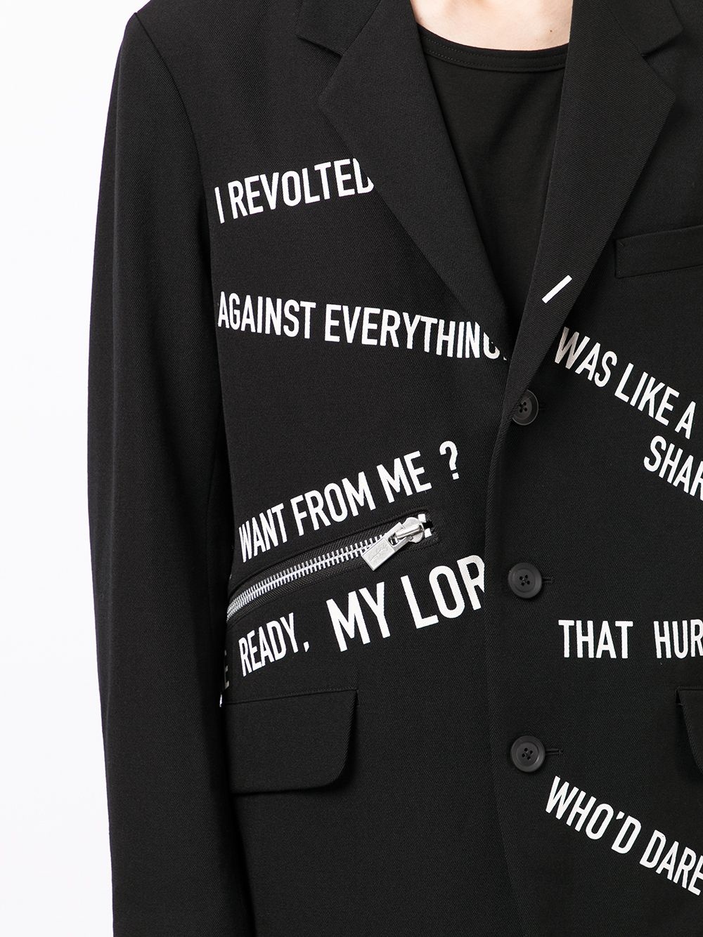 slogan-pattern lambswool blazer - 5