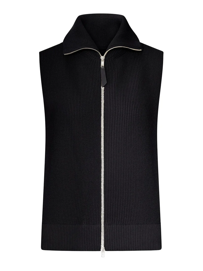 Maison Margiela Women Ribbed Knit Zip-Up Vest - 1