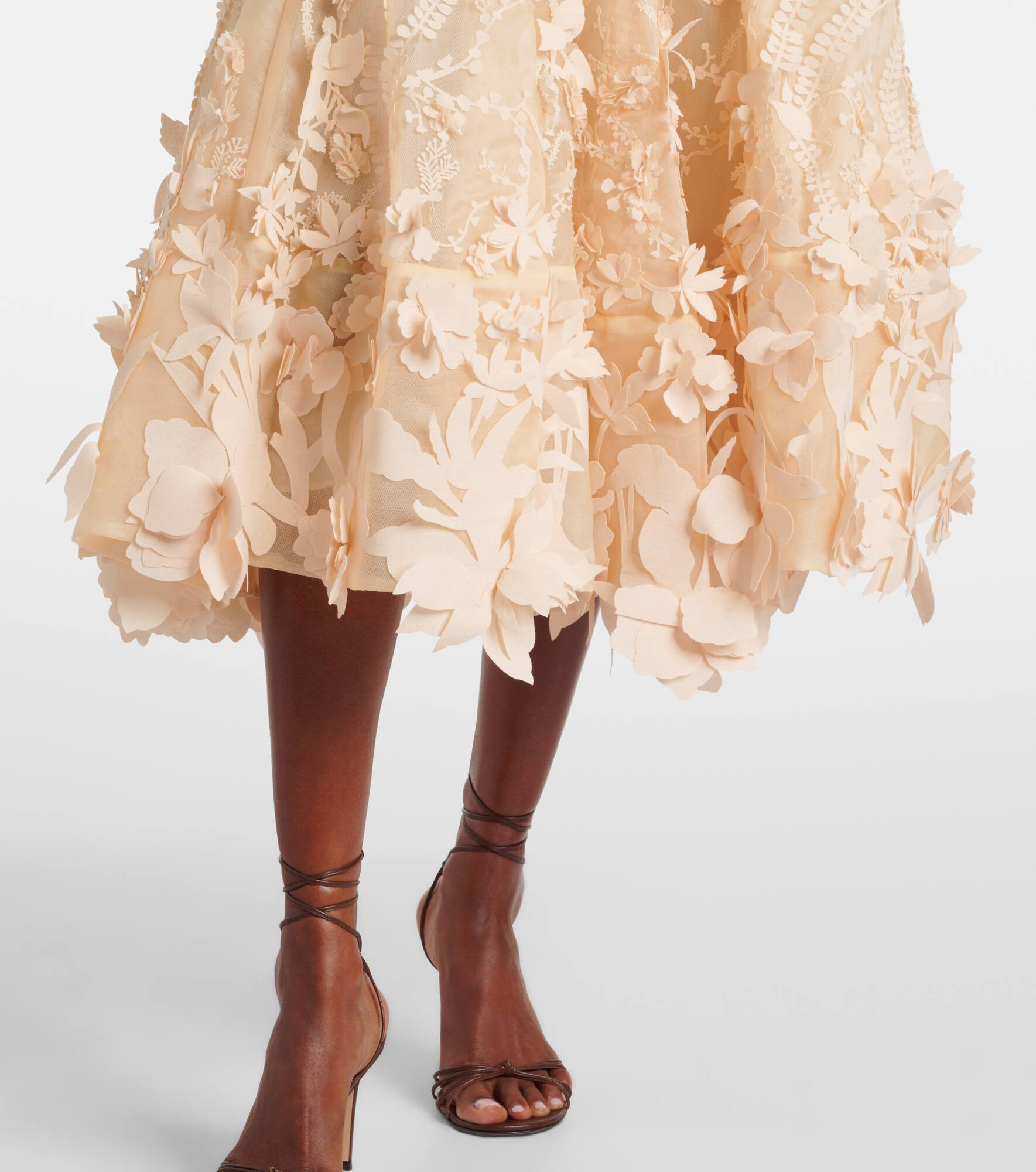 Hypnotic floral-appliqué silk midi skirt - 5