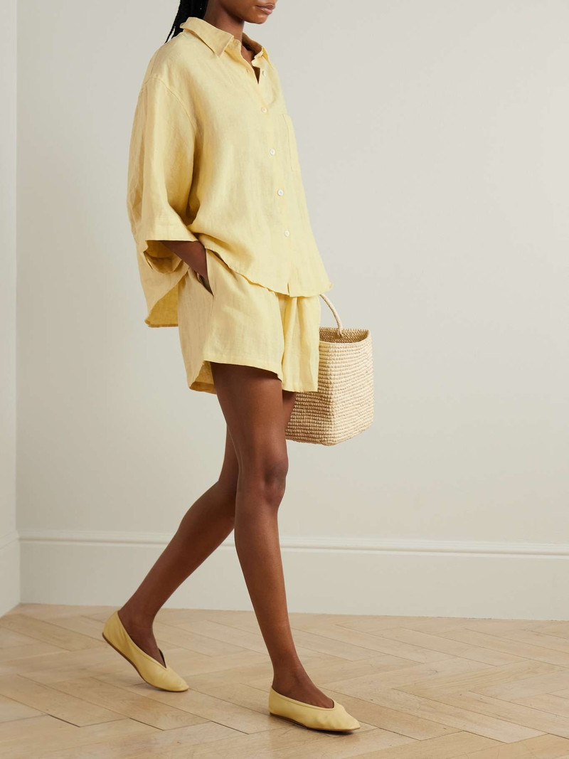 DEIJI STUDIOS The 03 washed-linen shirt and shorts set Pastel yellow outlook