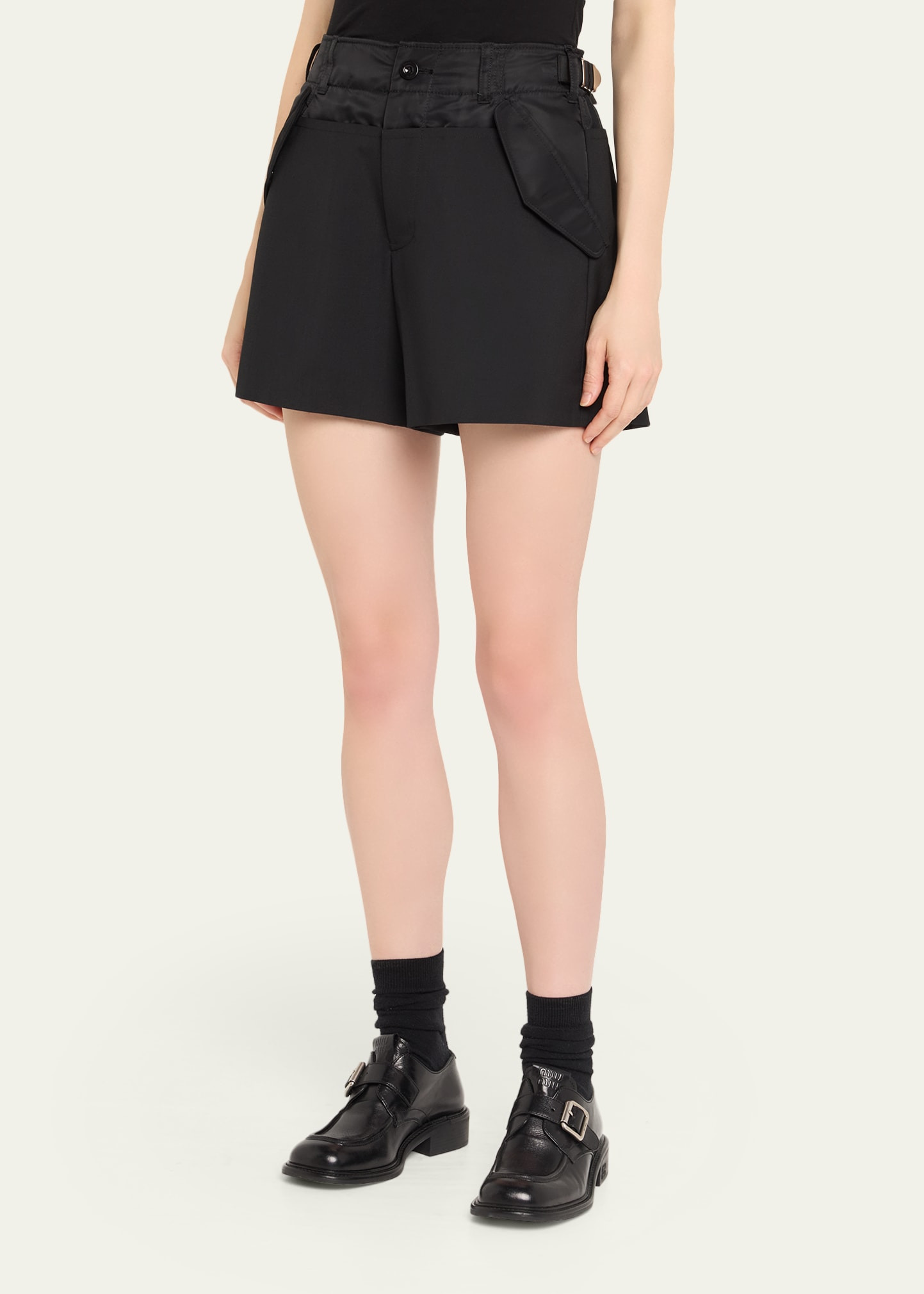 Wide-Leg Hybrid Suiting Shorts - 4