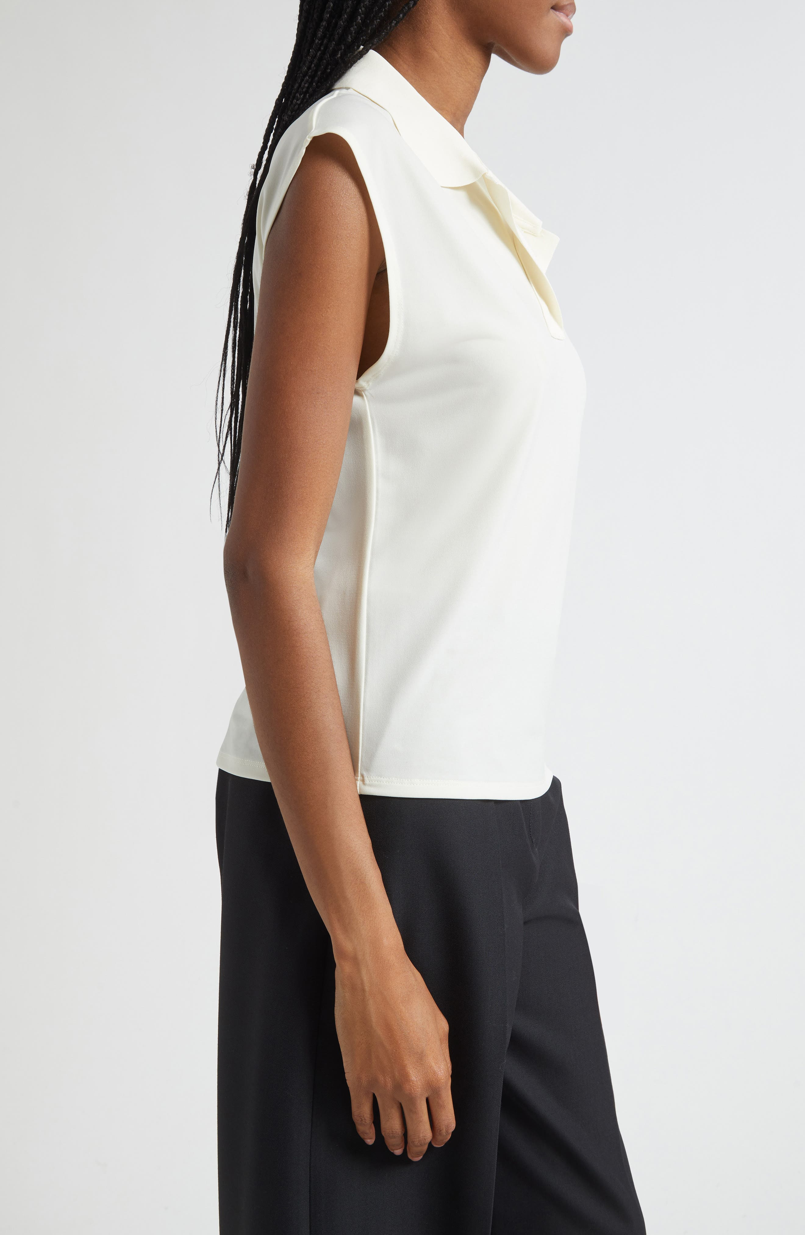Vince Cap Sleeve Johnny Collar Polo in Ivory at Nordstrom - 3