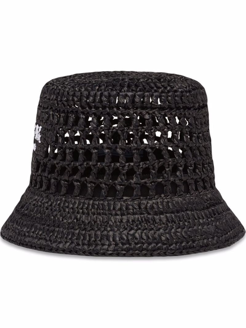 logo-embroidered woven bucket hat - 1