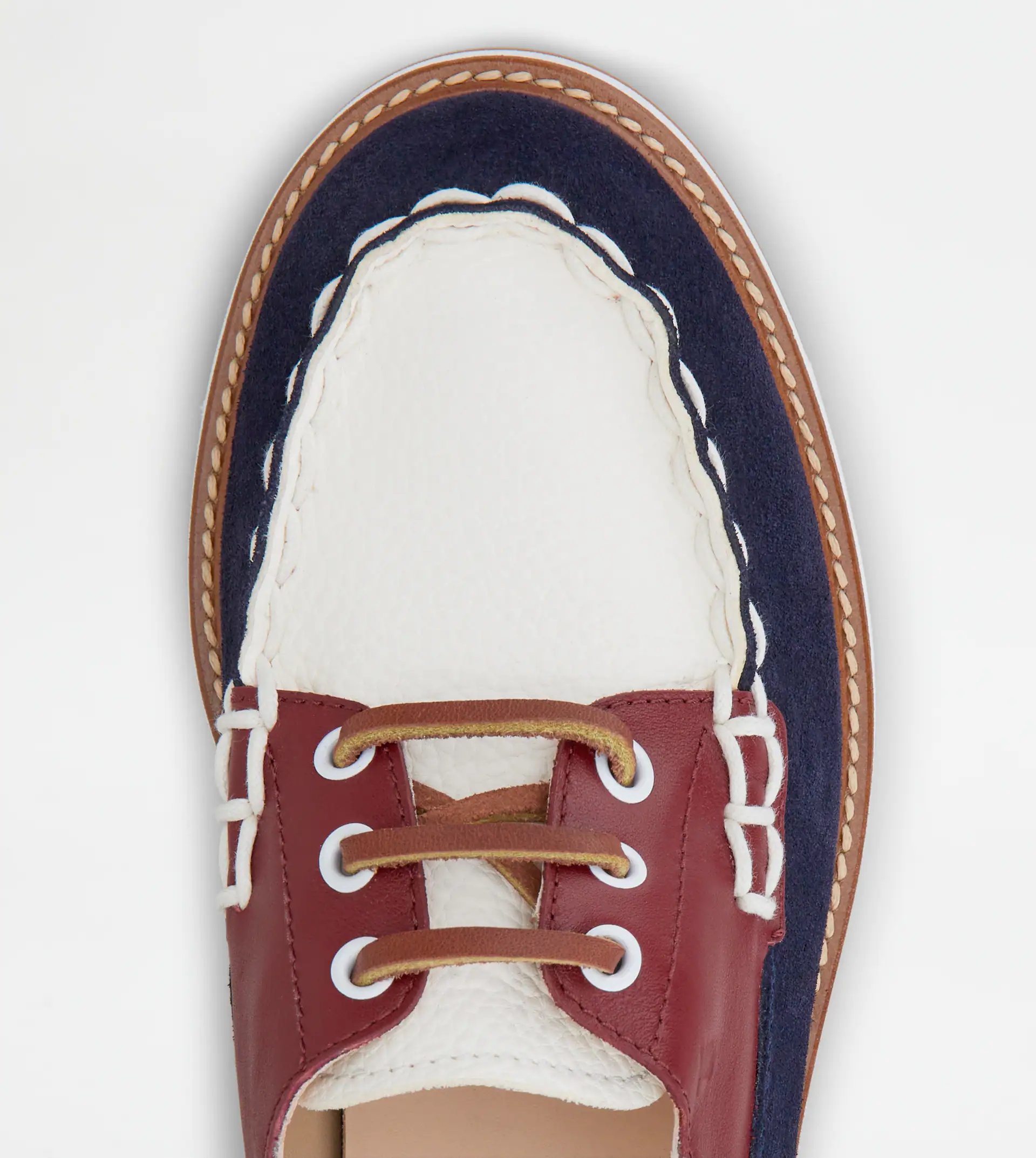 LACE-UPS IN LEATHER - WHITE, BLUE - 4