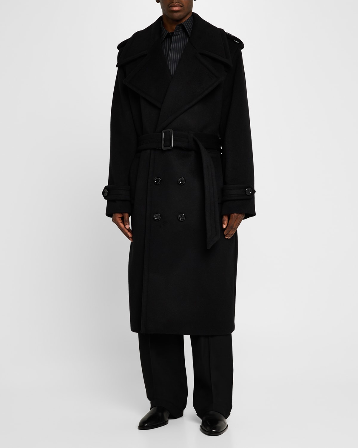 Men's Double-Breasted Overcoat - 1