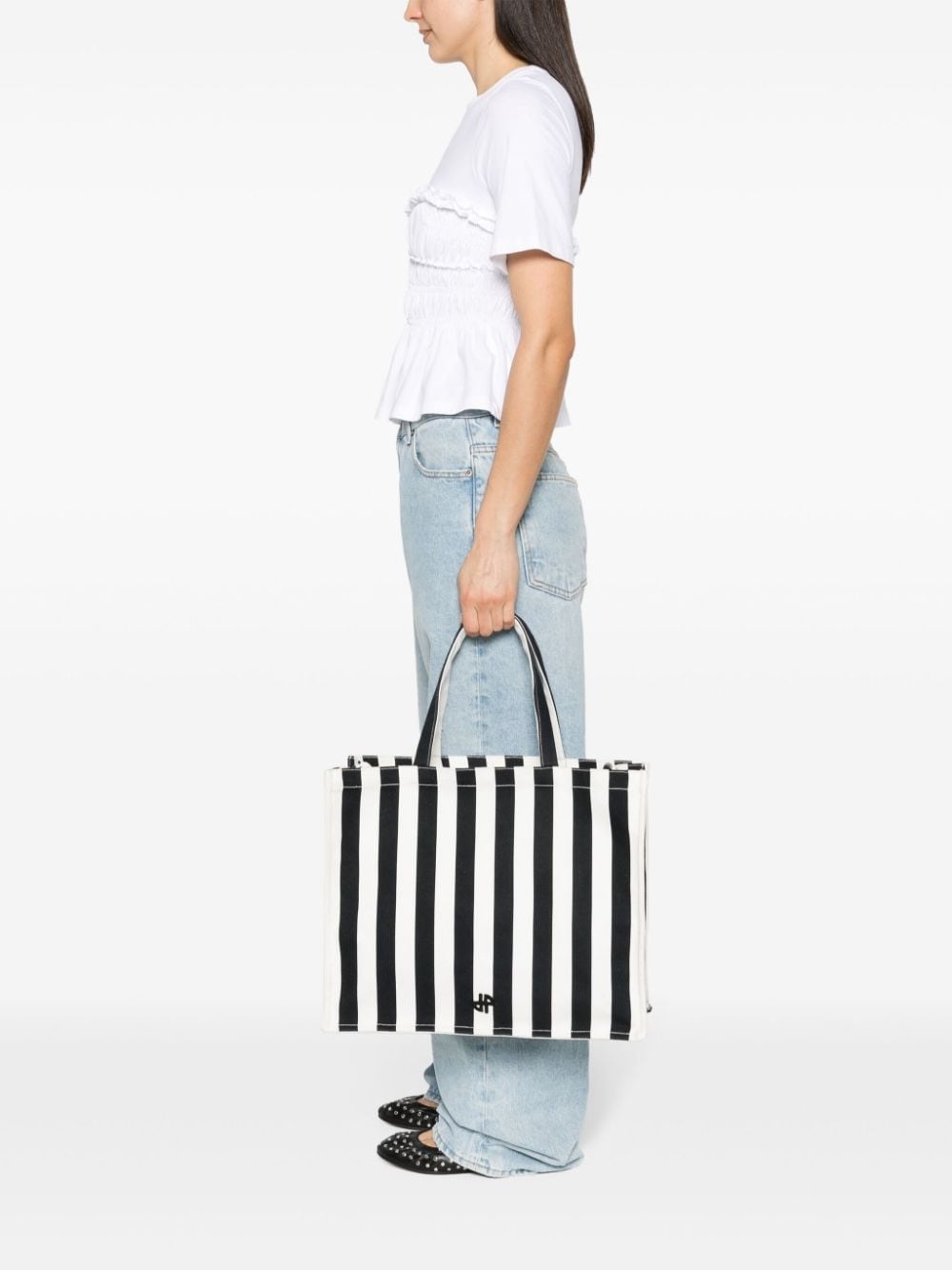 large JP striped tote bag - 2