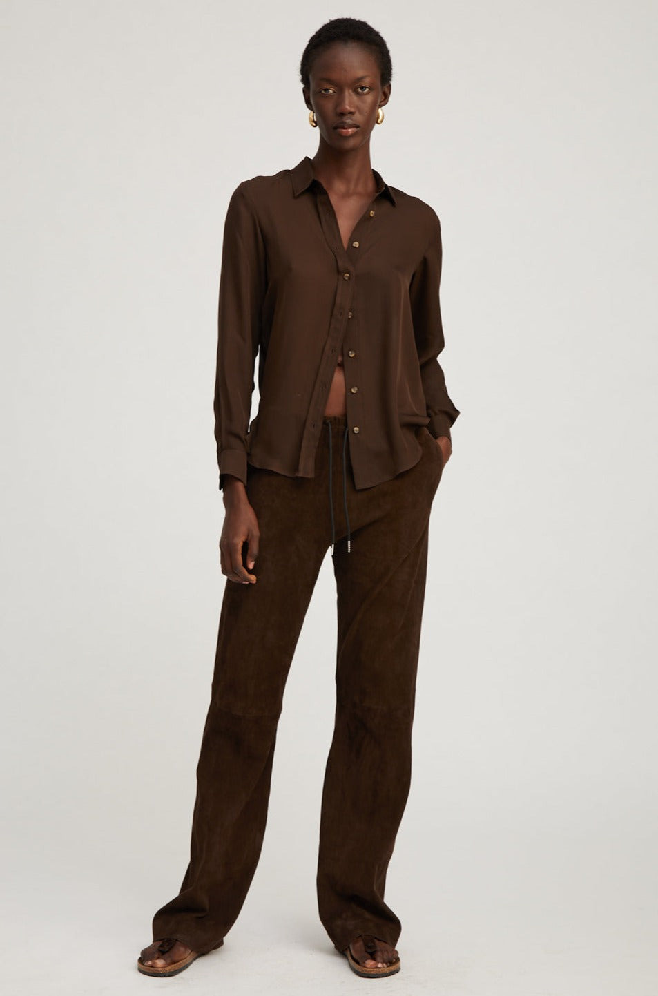 AMERICANO SUEDE STRAIGHT LEG PANTS - 2