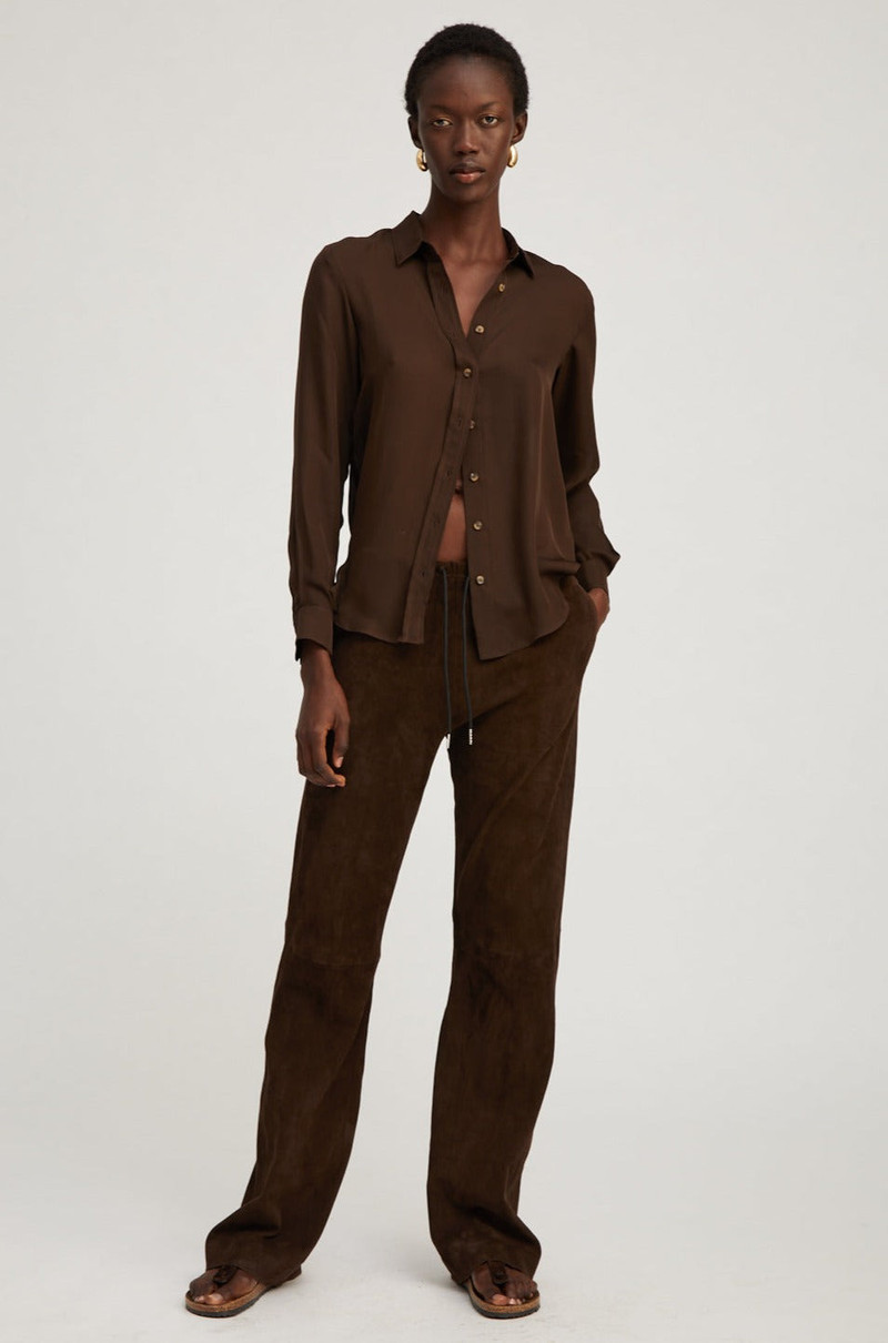 SPRWMN AMERICANO SUEDE STRAIGHT LEG PANTS outlook