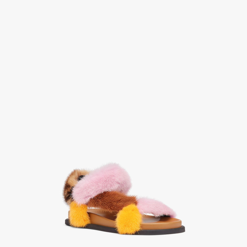 FENDI Pink mink sandals outlook