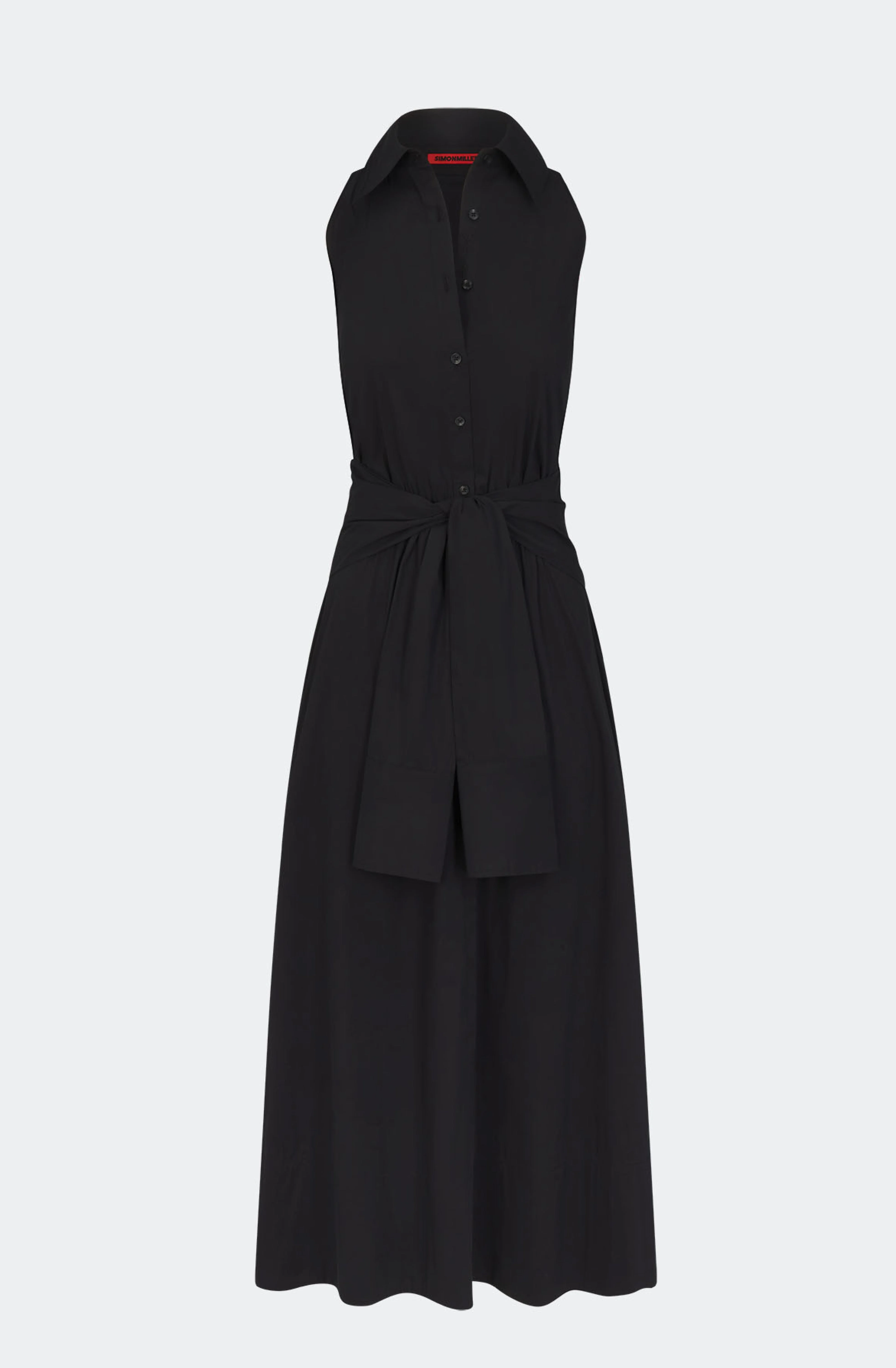 Inna Sleeveless Poplin Dress In Black - 1