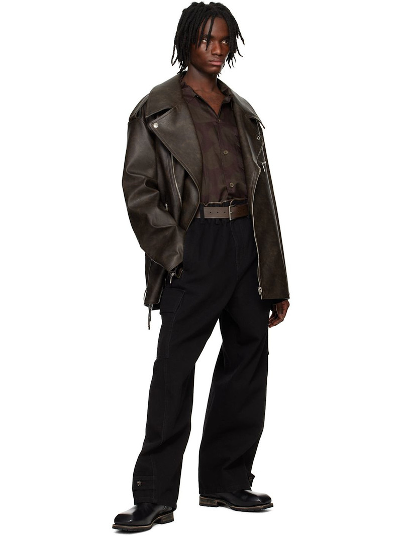 SYSTEM Black Cotton Binded Cargo Pants outlook