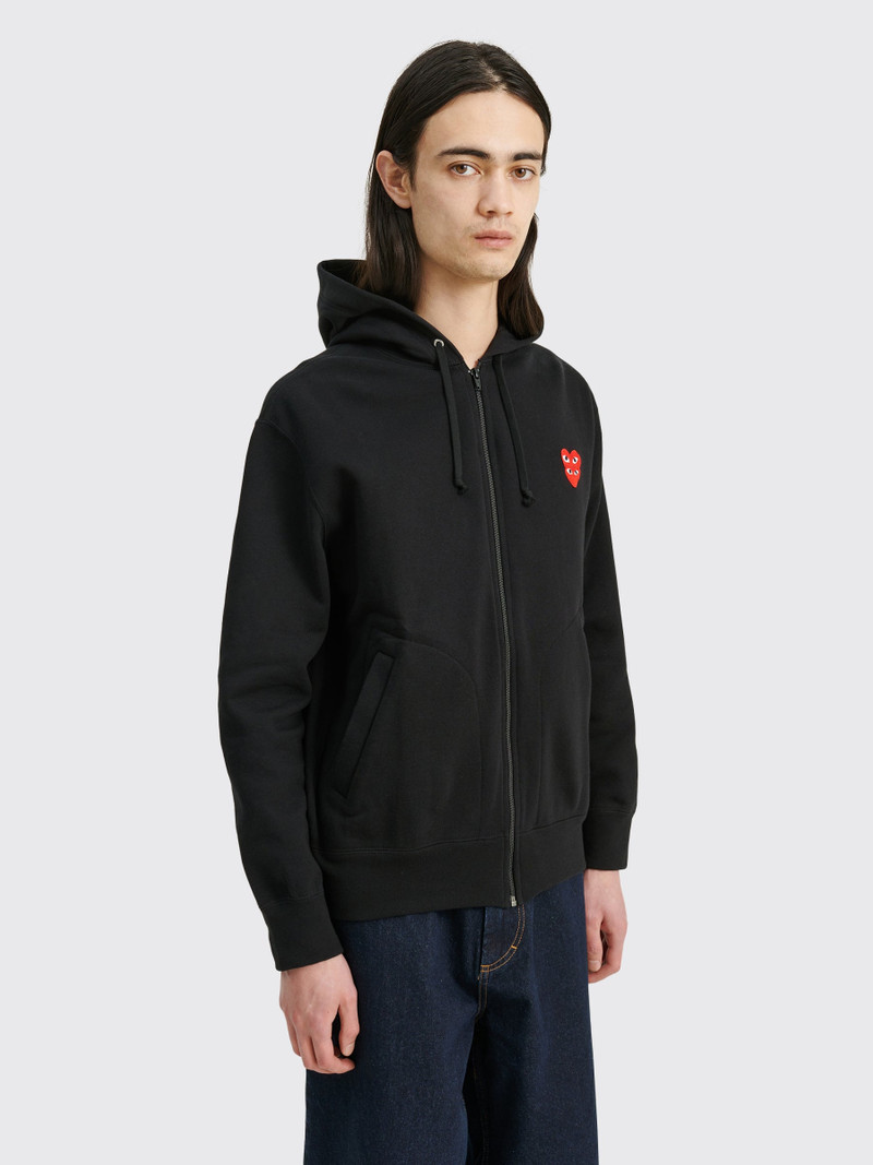 Comme Des Garçons COMME DES GARÇONS PLAY DOUBLE HEART HOODED ZIP SWEATSHIRT BLACK outlook
