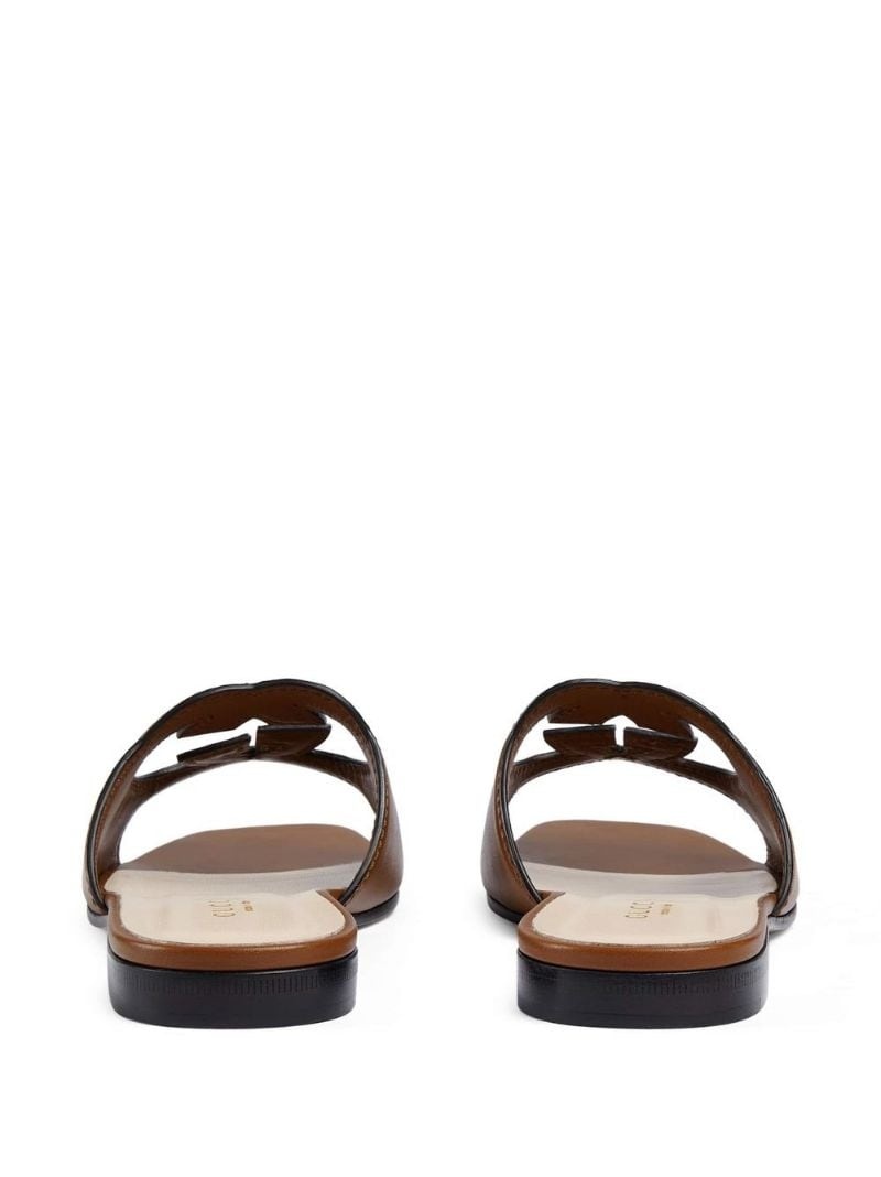logo-cut out leather sandals - 3