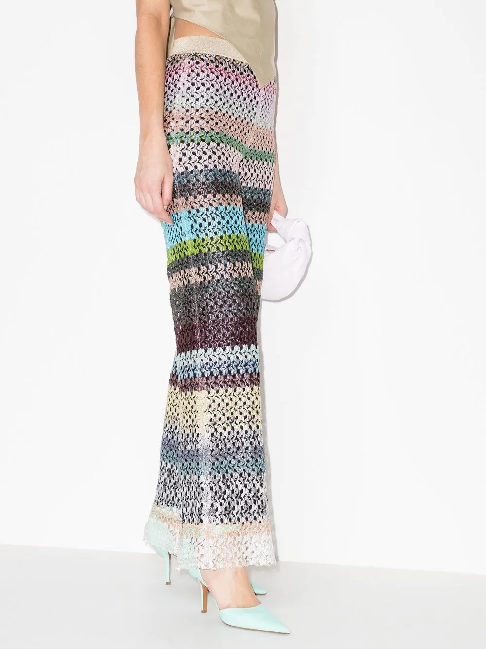 striped flared trousers - 4