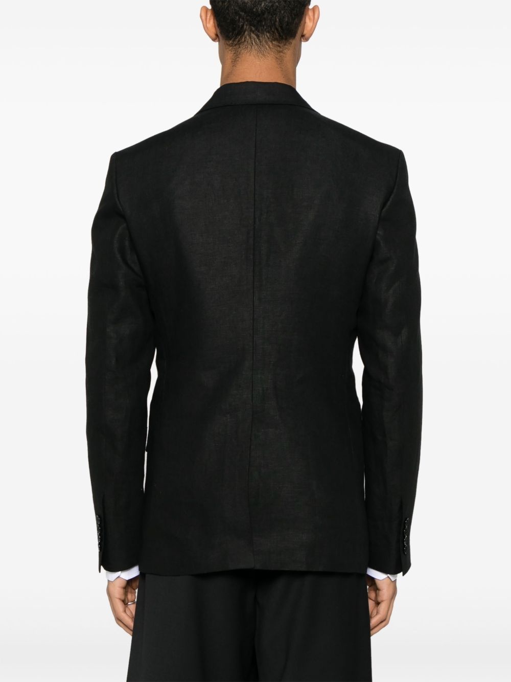 double-breasted linen blazer - 4