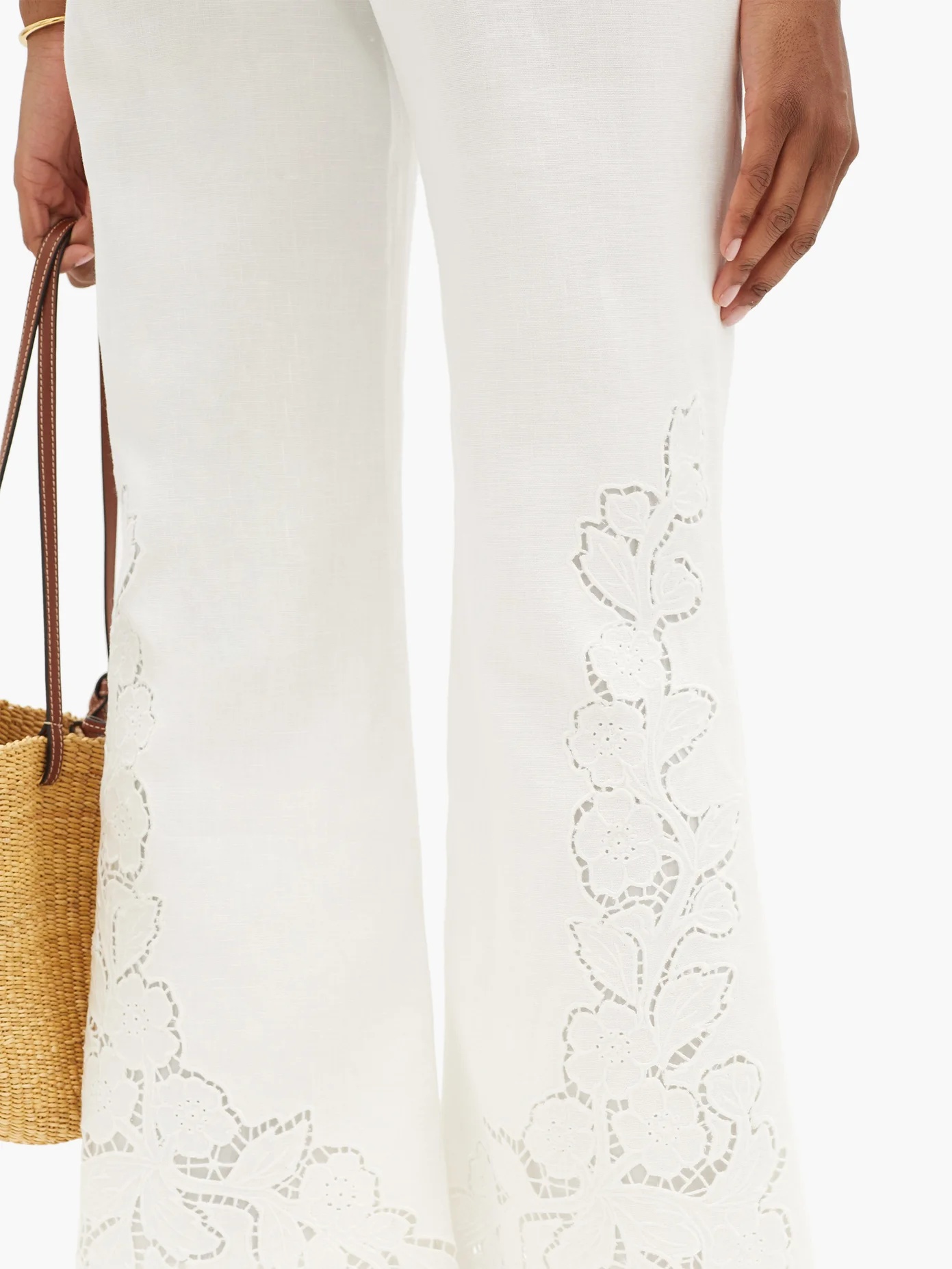 Carnaby guipure lace-panelled linen trousers - 4