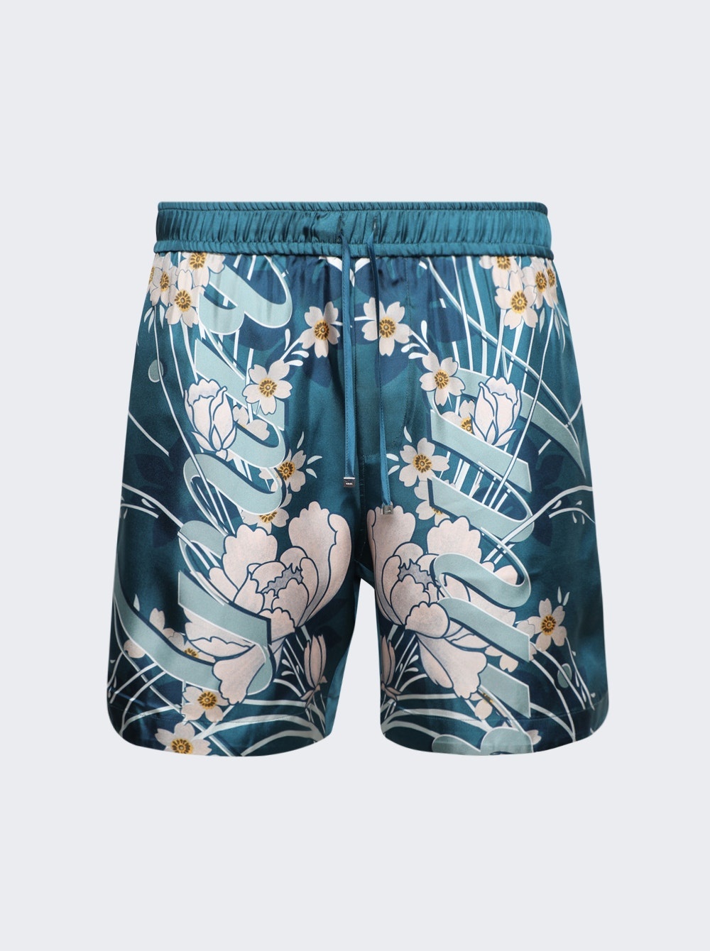 Floral Drawstring Shorts Blue - 1