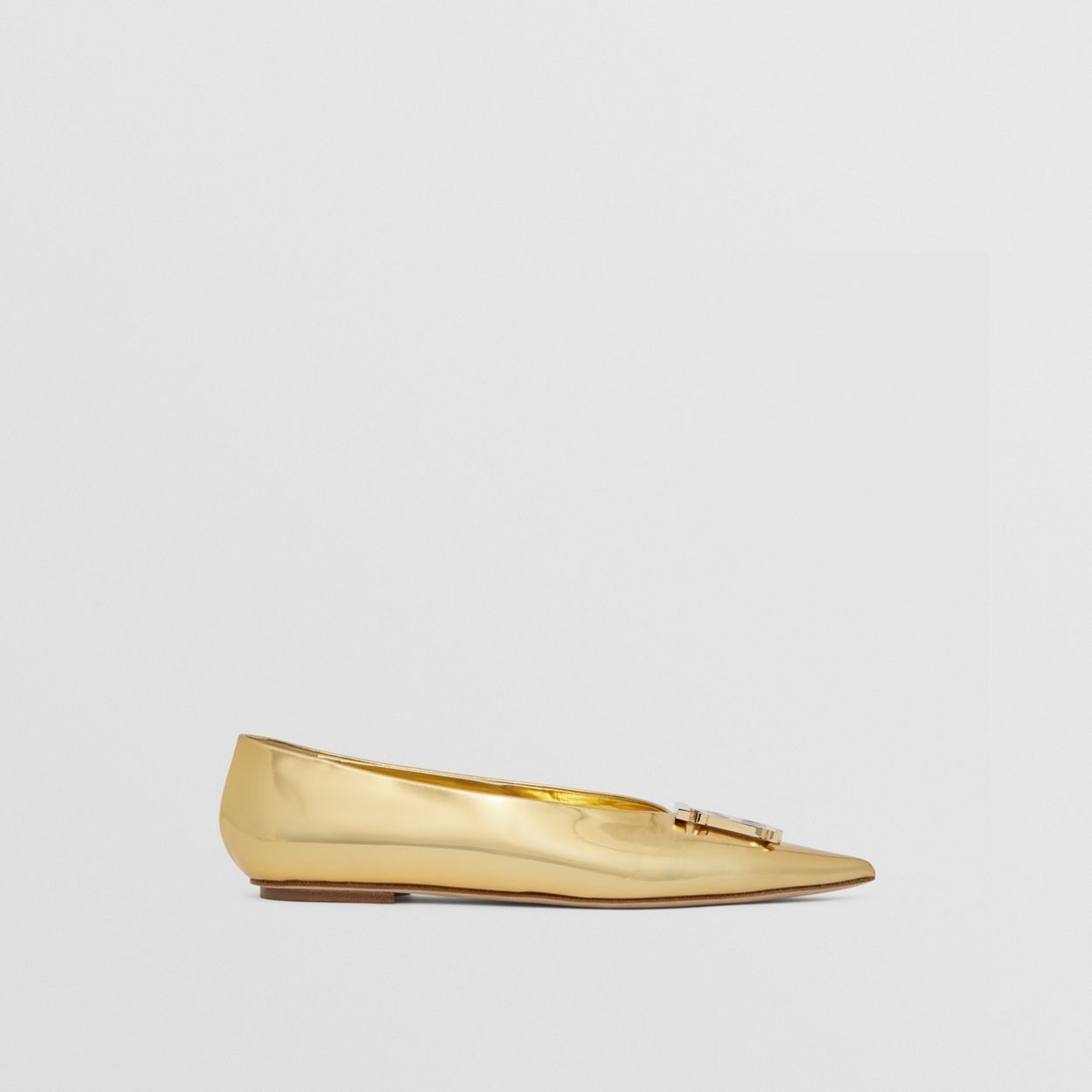 Monogram Motif Metallic Leather Point-toe Ballerinas - 6