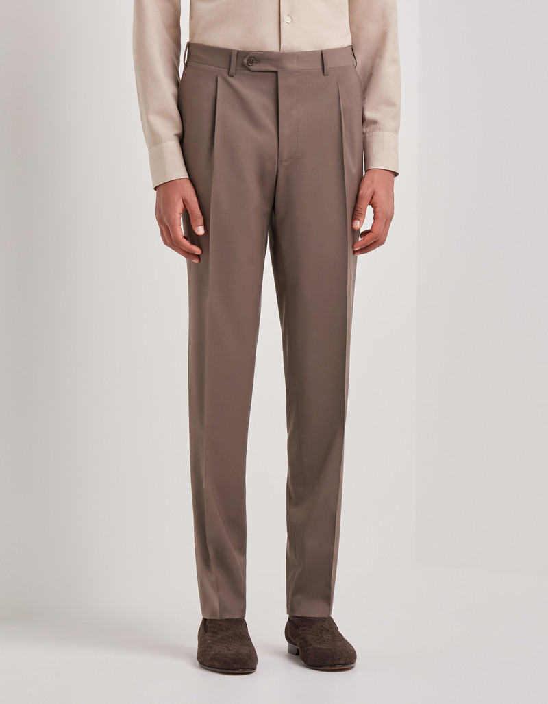 WALNUT STRETCH WOOL REGULAR-FIT PANTS 3