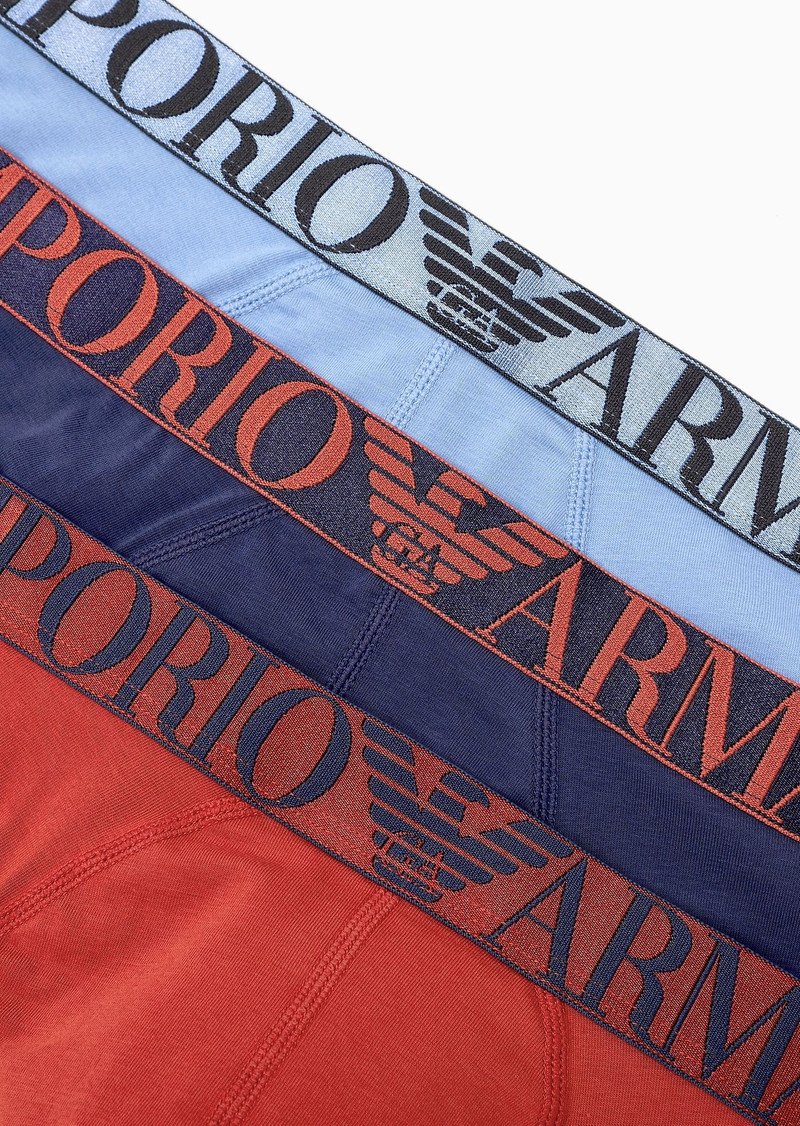 EMPORIO ARMANI Three-pack of ASV shiny logoband organic-cotton briefs outlook