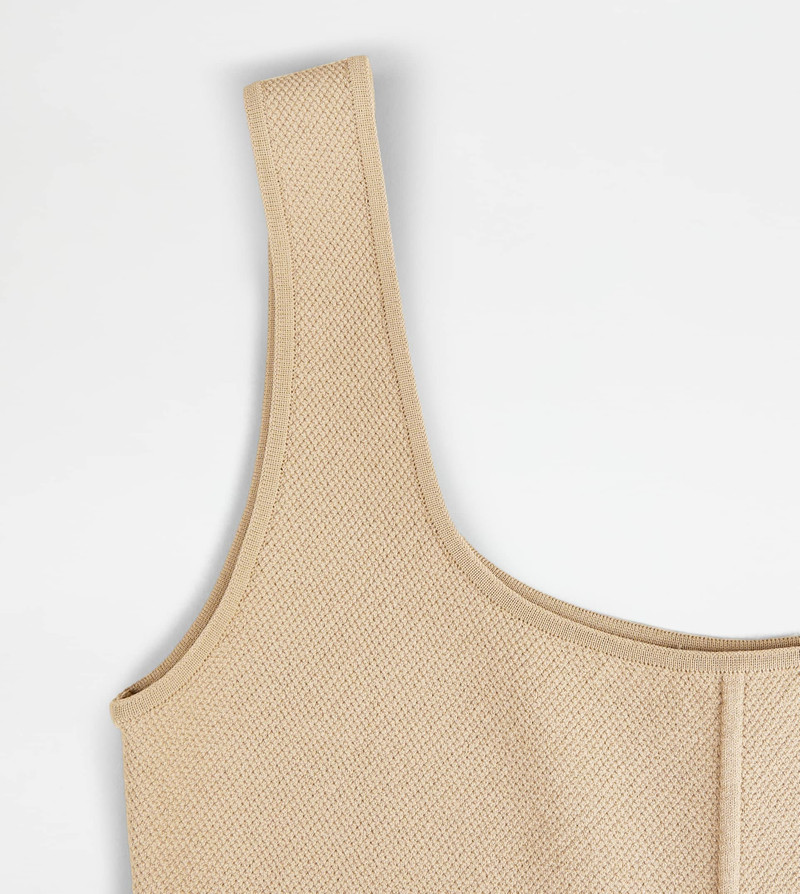 SHEATH DRESS IN COTTON - BROWN 8