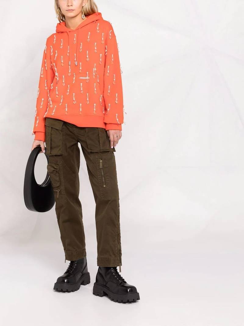 DSQUARED2 bead-embellished hoodie outlook