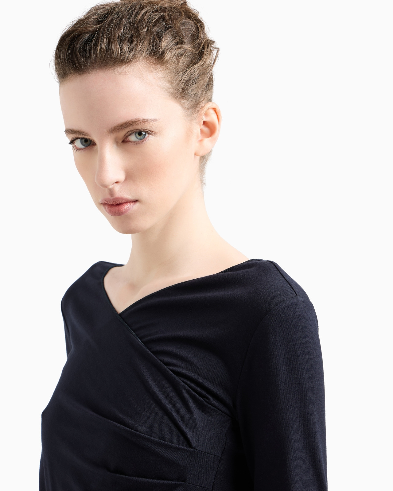 STRETCH JERSEY JUMPER WITH GATHERING DETAIL - 5
