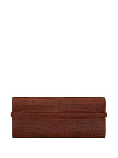 SAINT LAURENT crocodile-effect leather clutch bag outlook