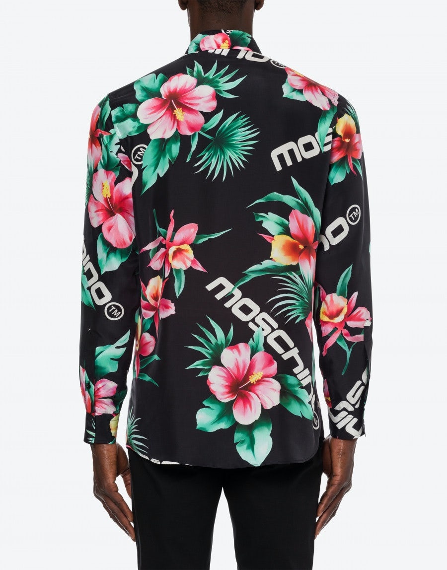 HIBISCUS PRINT HABOTAI SILK SHIRT - 3