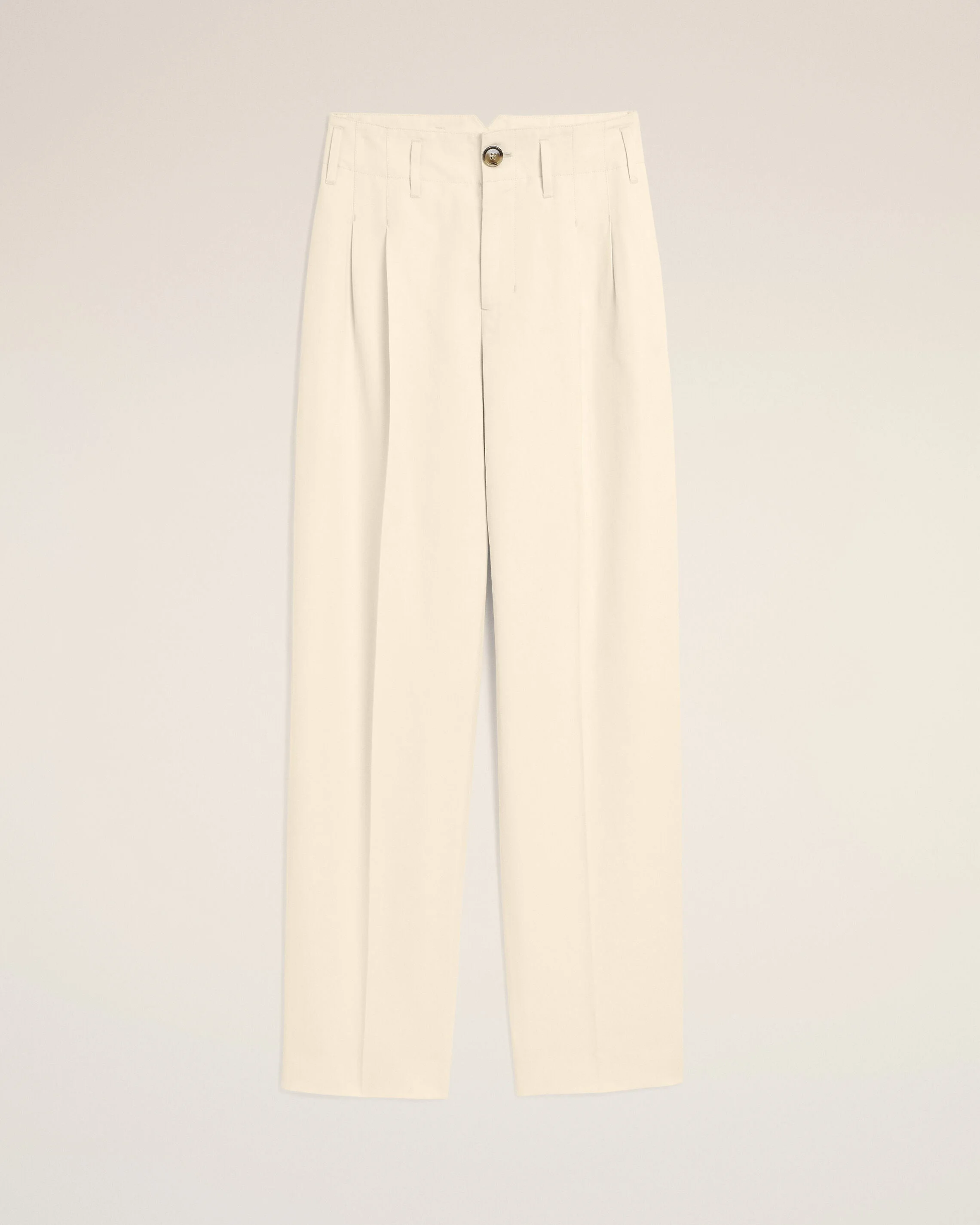 WHITE TWO-PLEATS COTTON AND LINEN TROUSERS - 1