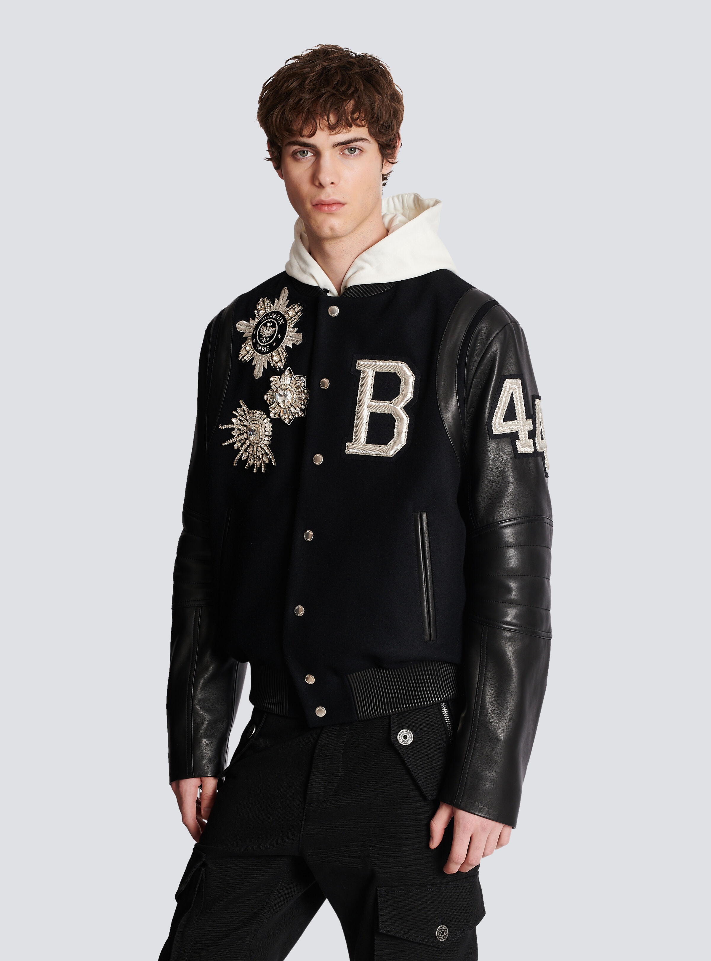 Balmain leather and wool jacket - 7