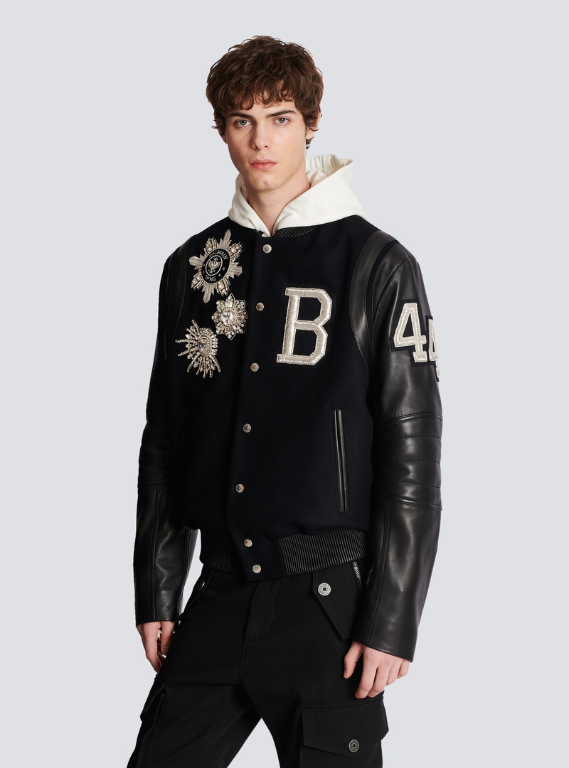 Balmain leather and wool jacket 7