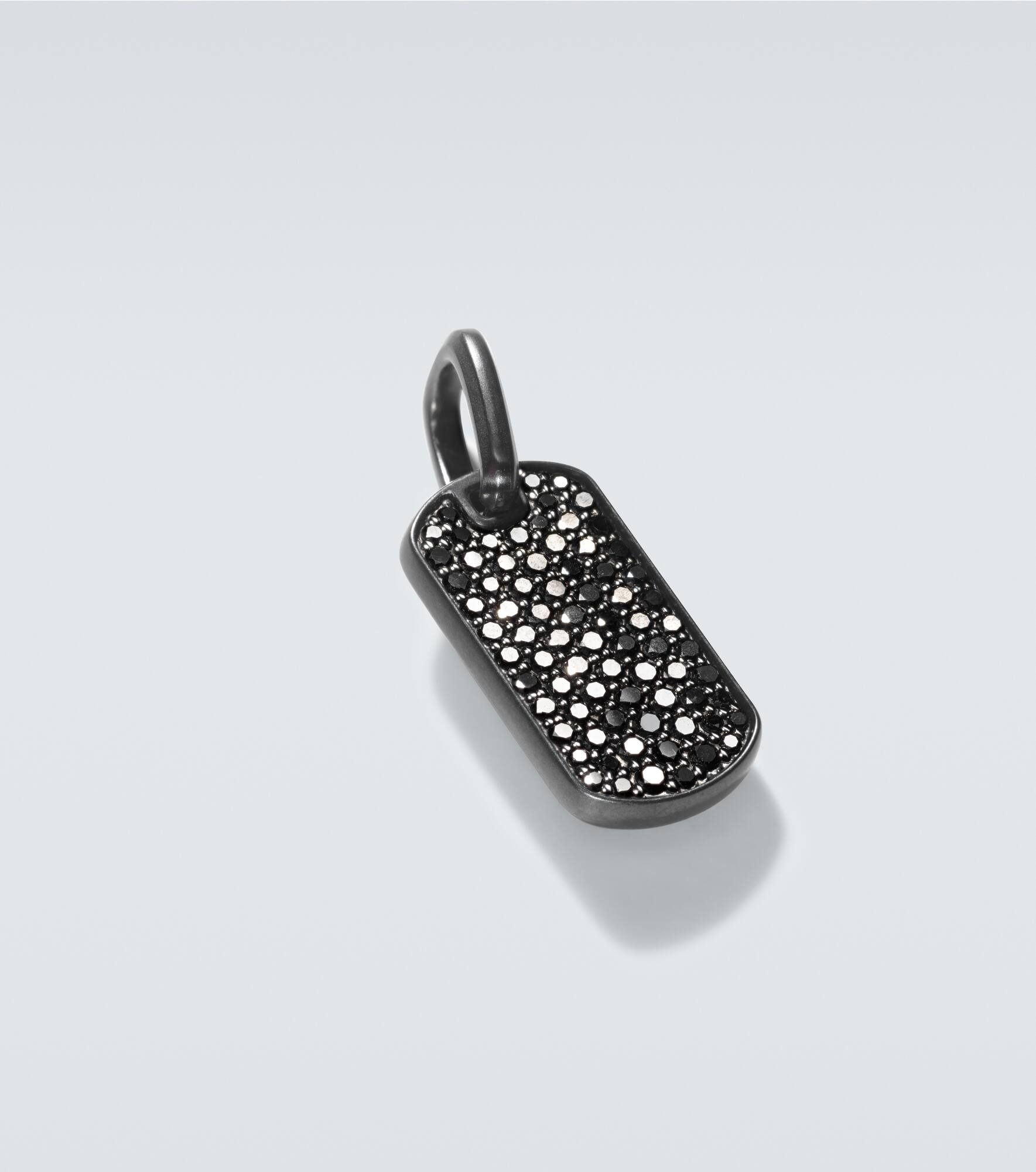 Chevron titanium and sterling silver pendant with diamonds - 4
