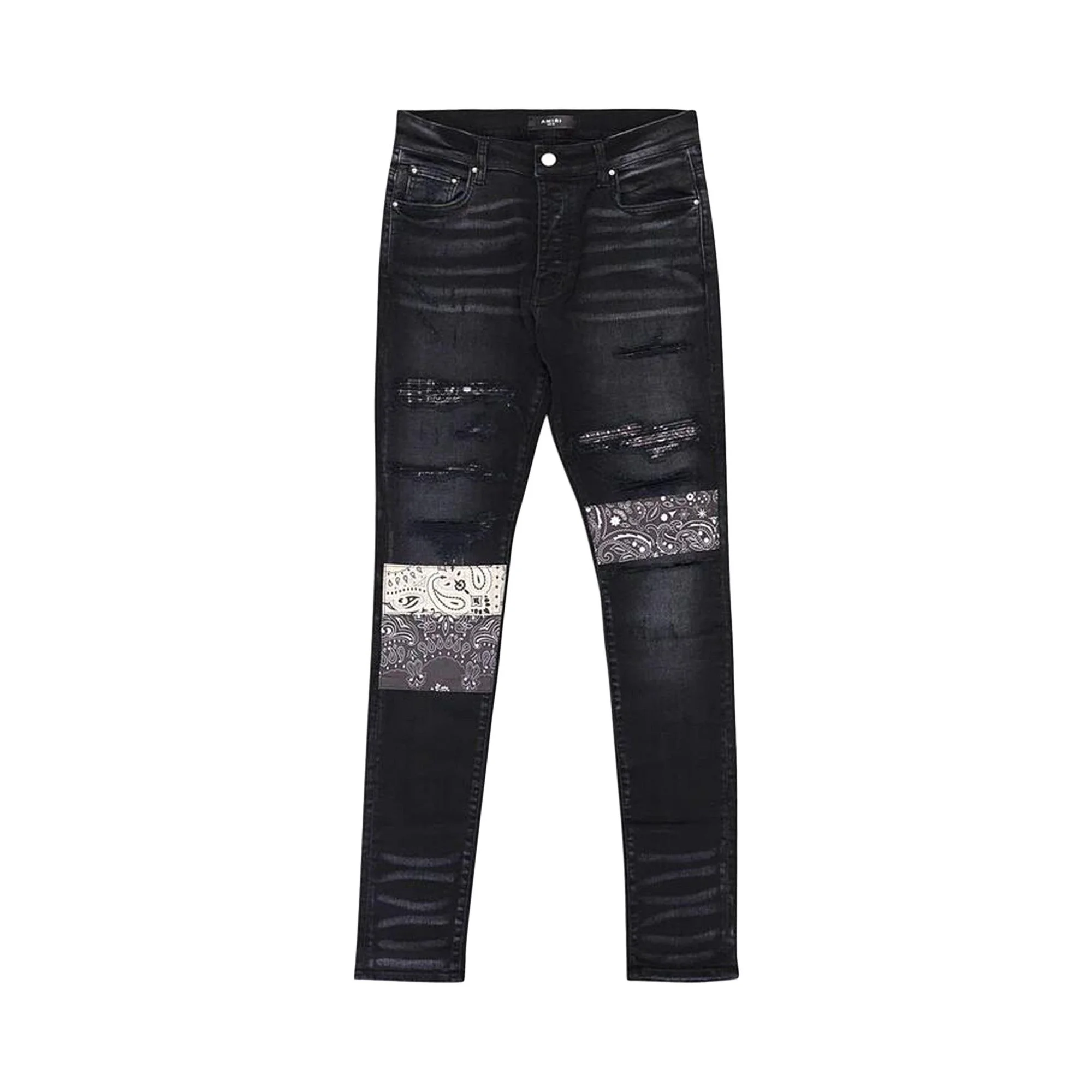Amiri Vintage Bandana Artpatch Jean 'Aged Black' - 1
