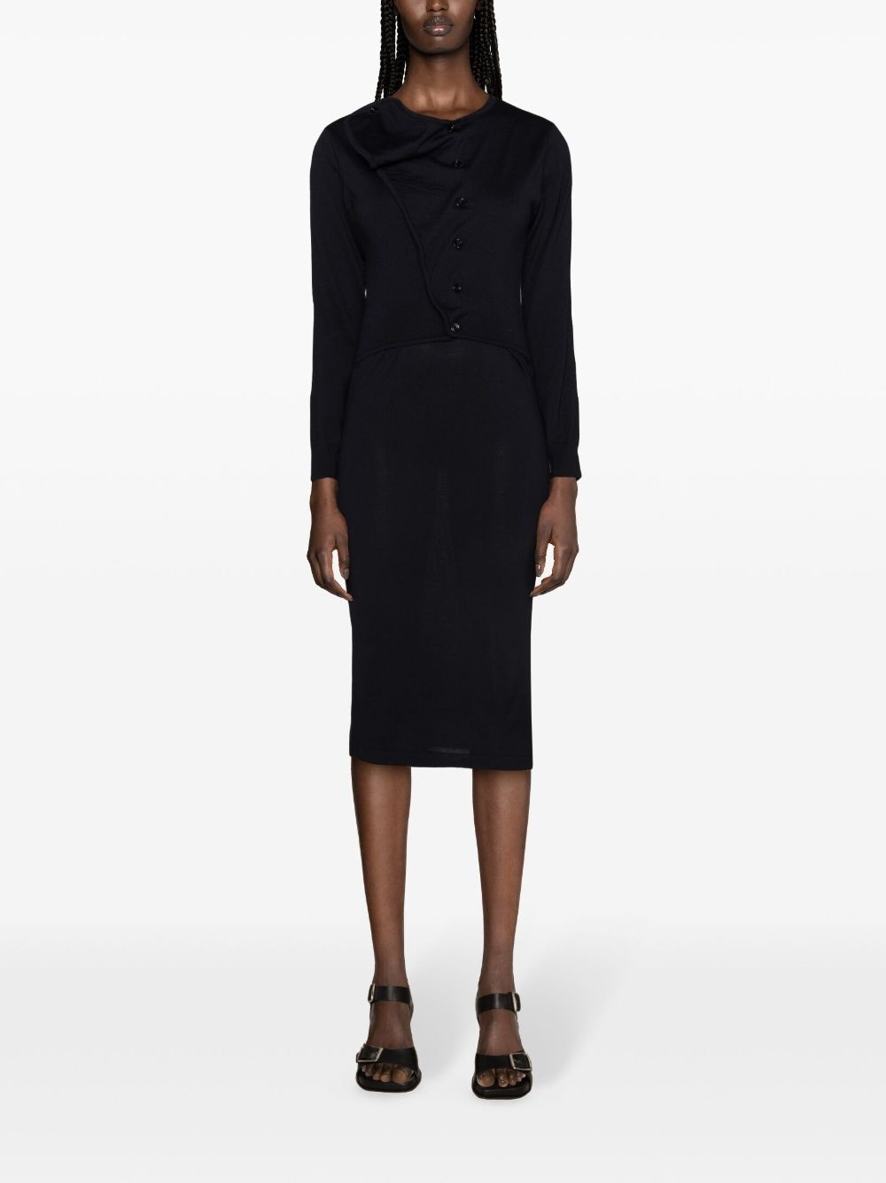 ribbed-knit cardigan dress - 2