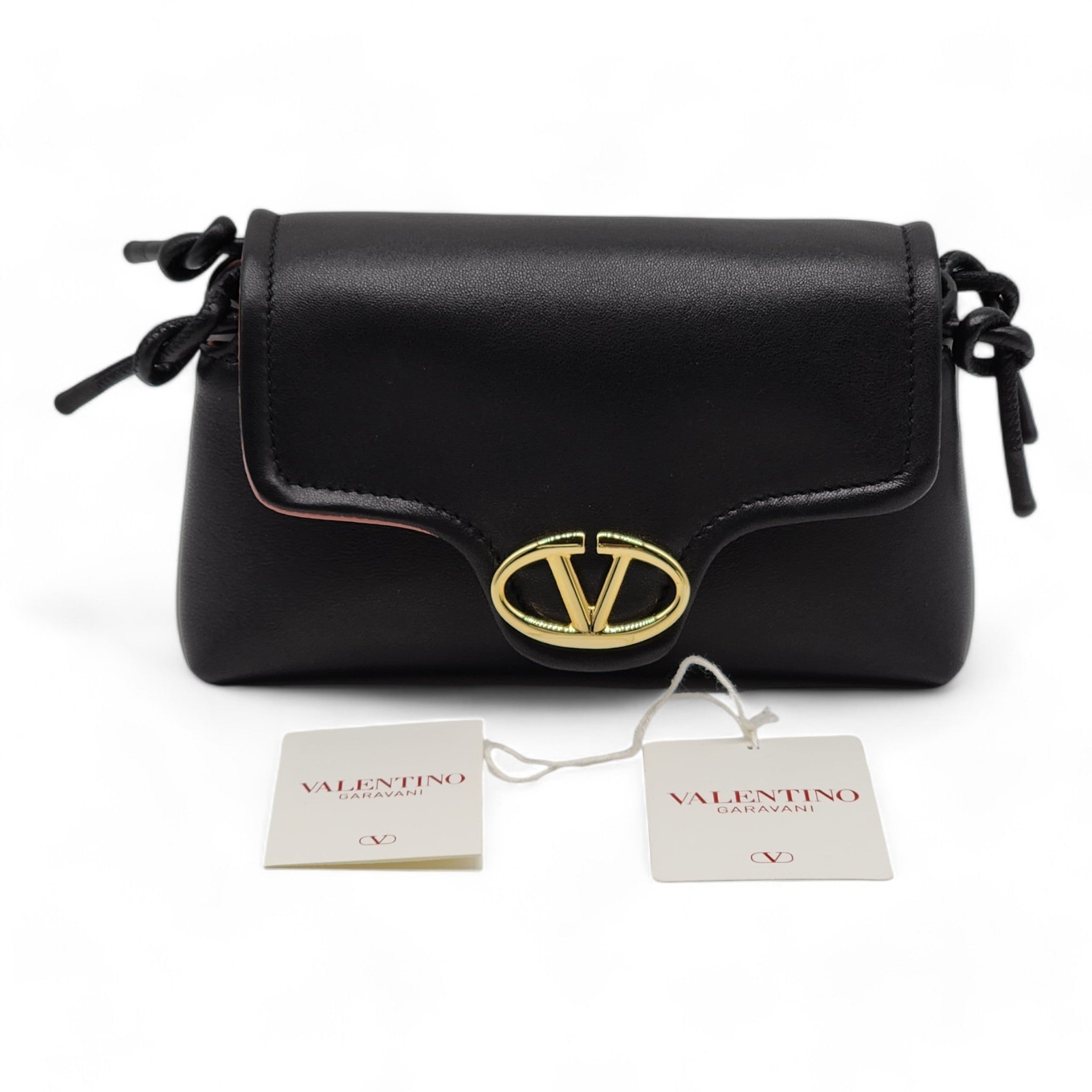 Valentino Mini VLOGO East/West Shoulder Bag - Leather - Black - 10