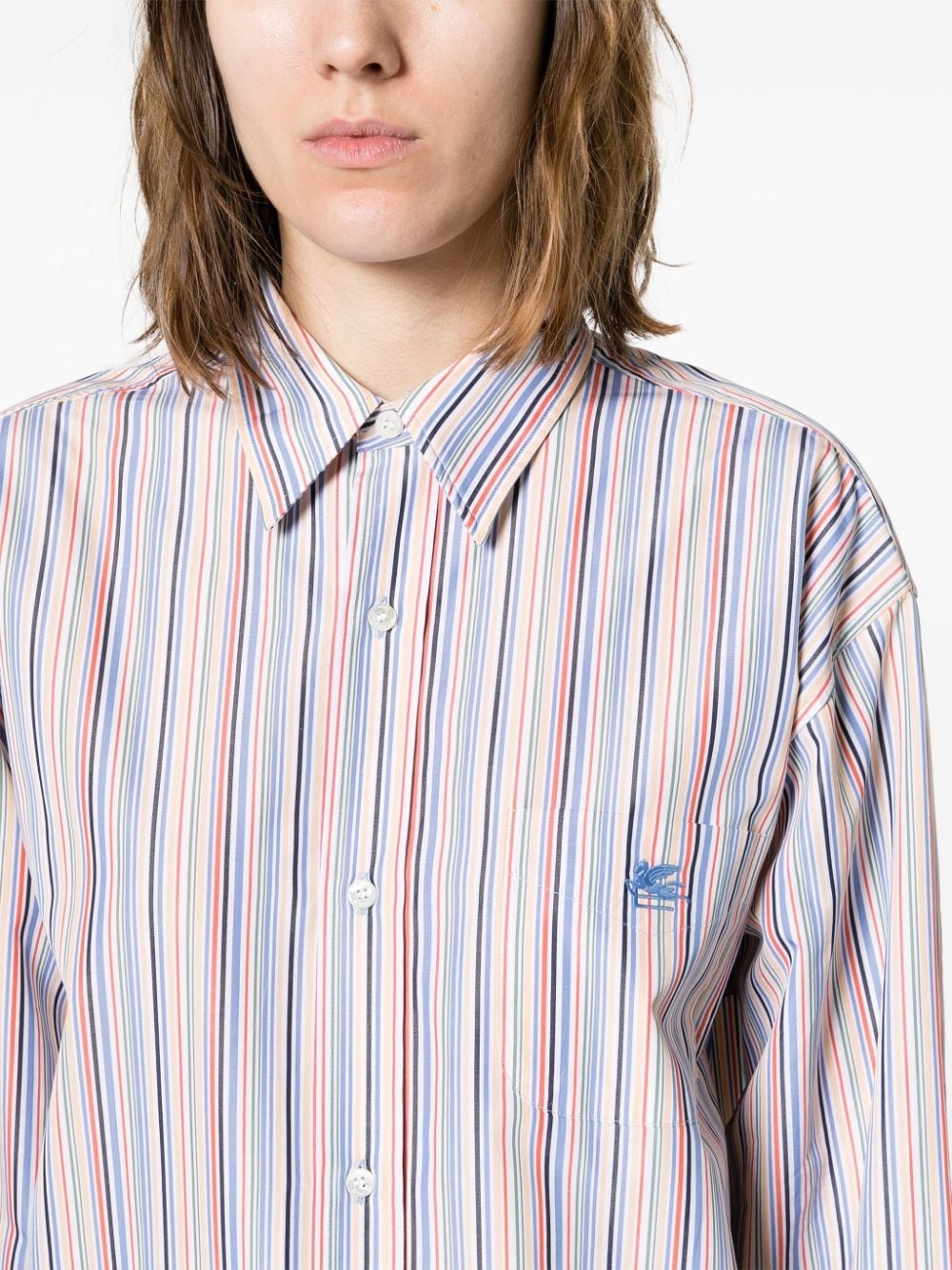 Pegaso-embroidered striped shirt - 5
