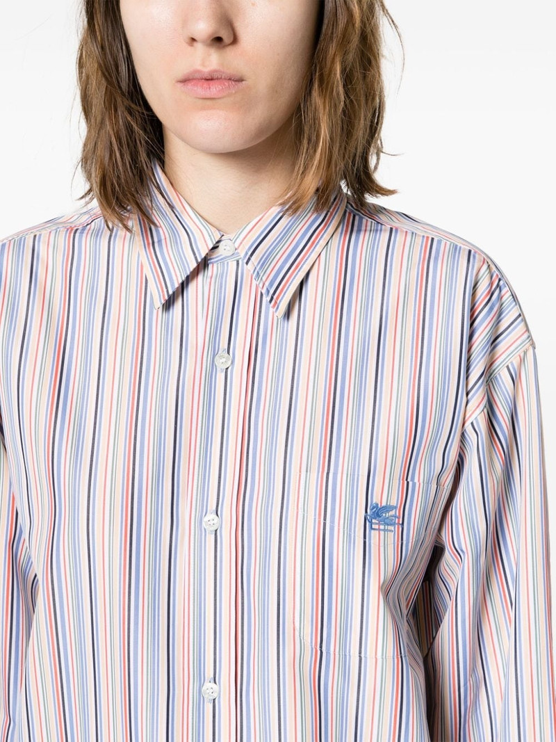 Pegaso-embroidered striped shirt 5