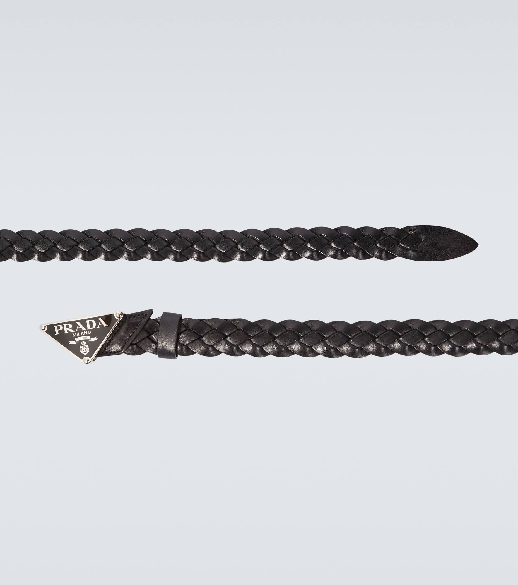 Logo woven leather belt - 4