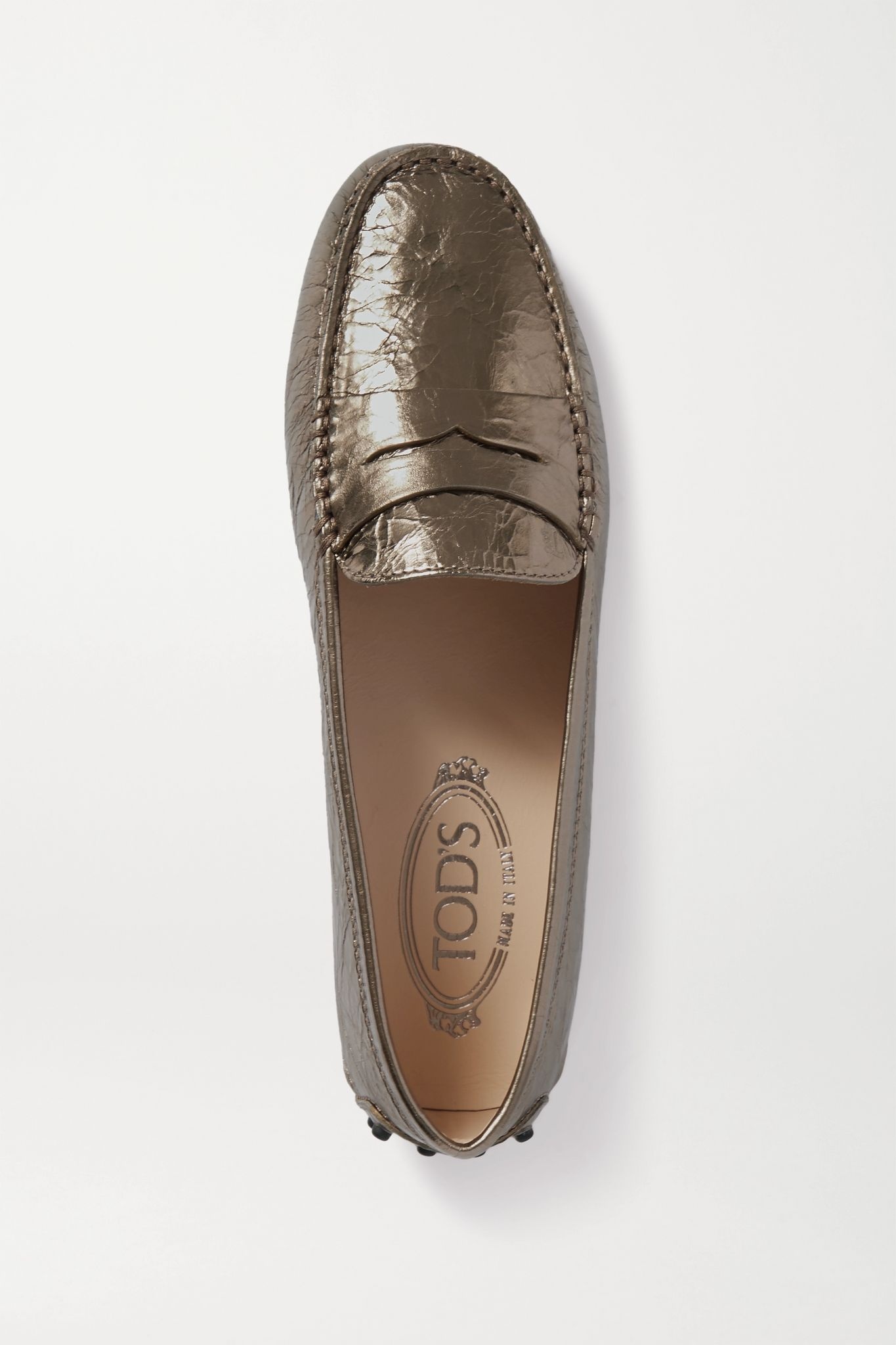 Gommino metallic cracked-leather loafers - 5