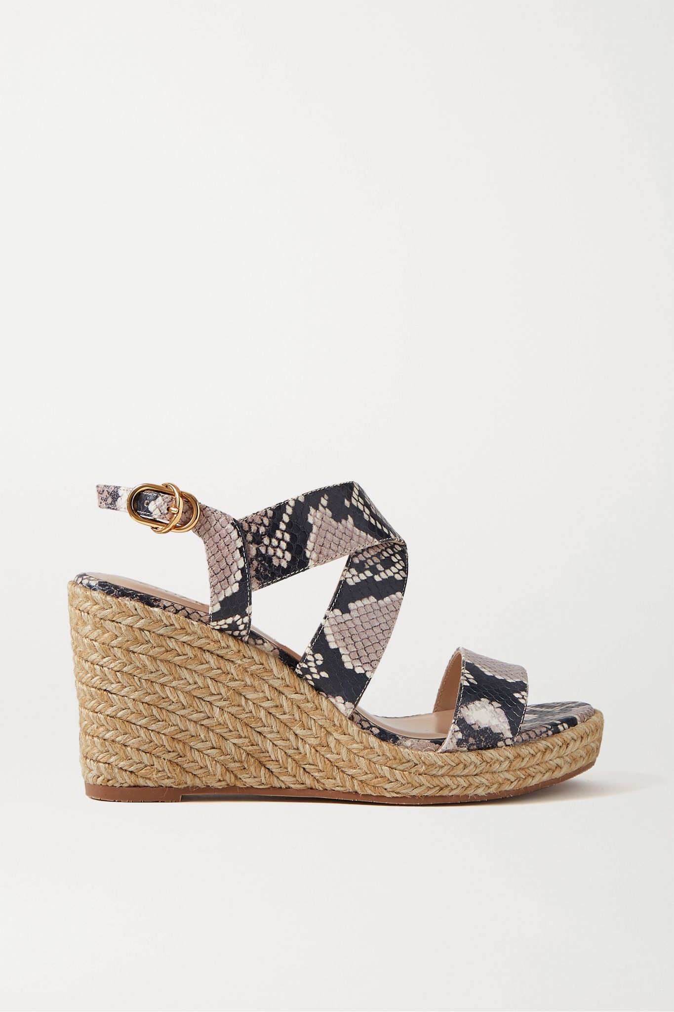 Ellette snake-effect leather espadrille wedge sandals - 1