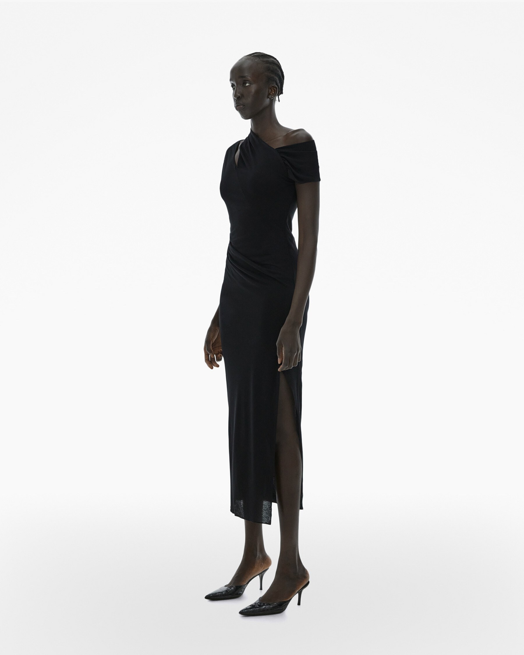 RIBBED ASYMMETRIC MAXI DRESS - 5