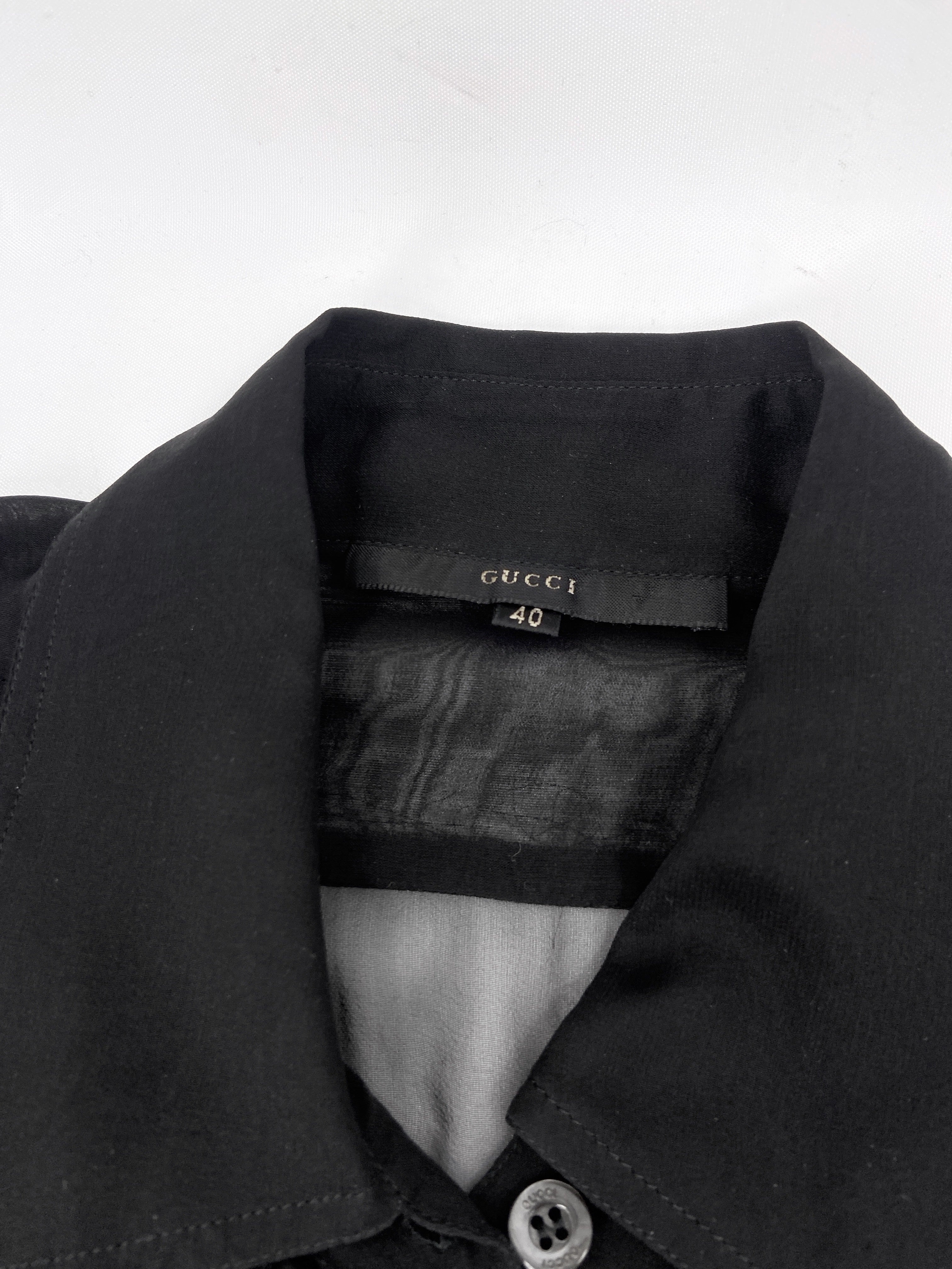 Gucci Spring 1999 Tom Ford Daisey Fuentes Ruffled Silk Sheer Dress Shirt 40 - 12