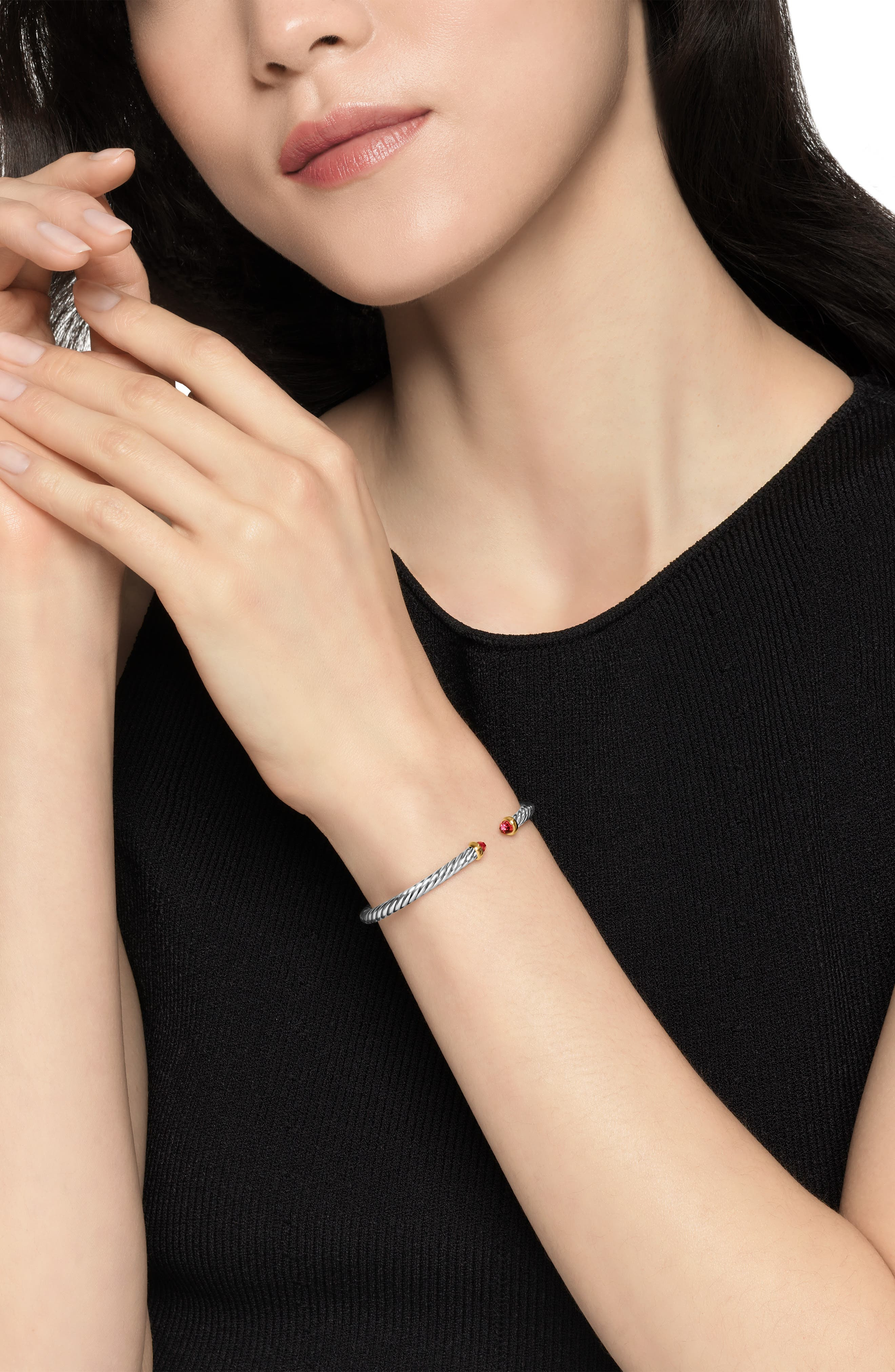 David Yurman Cable Flex Bracelet in Sterling Silver with 14K Yellow Gold, 4mm in Sterling Silver/Gol - 2
